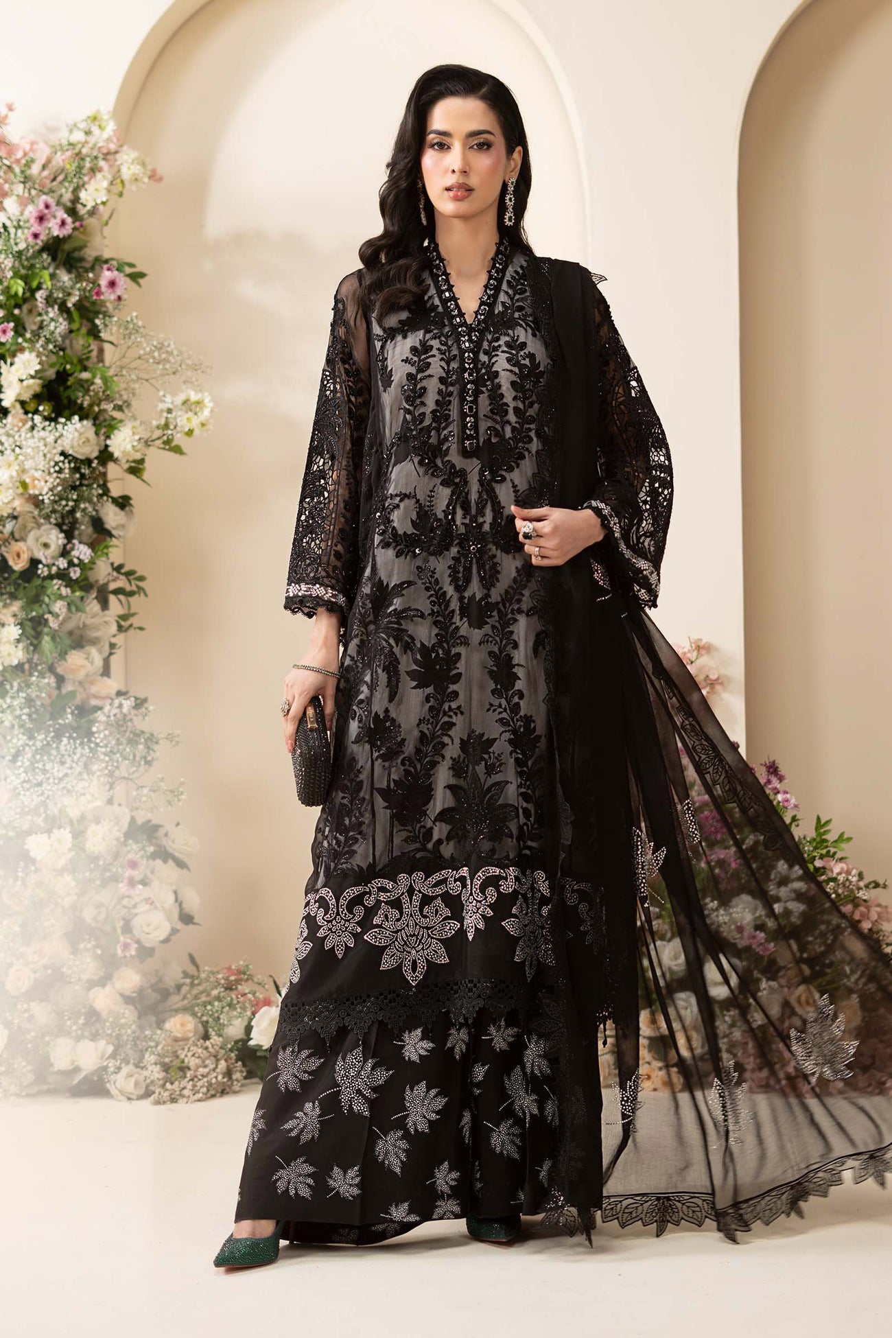 3 Piece Embroidered Chiffon Suit