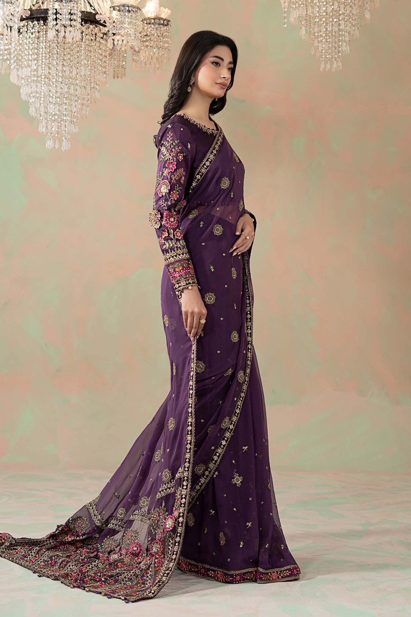 Embroidered Chiffon Saree