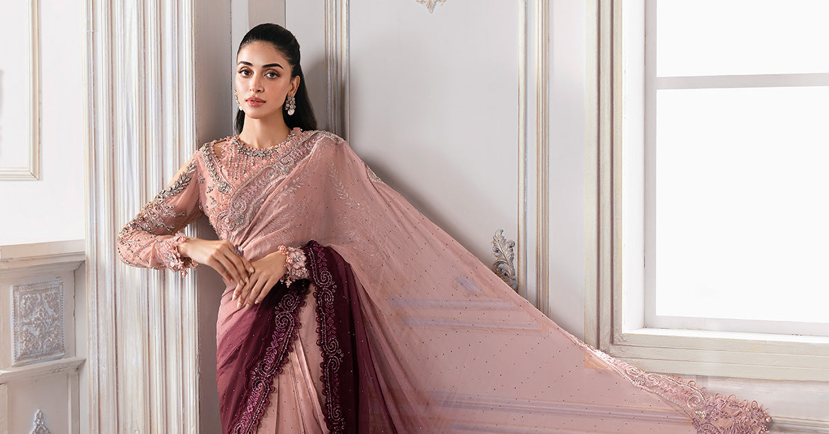 Unstitched Embroidered Chiffon Saree | BD-3001