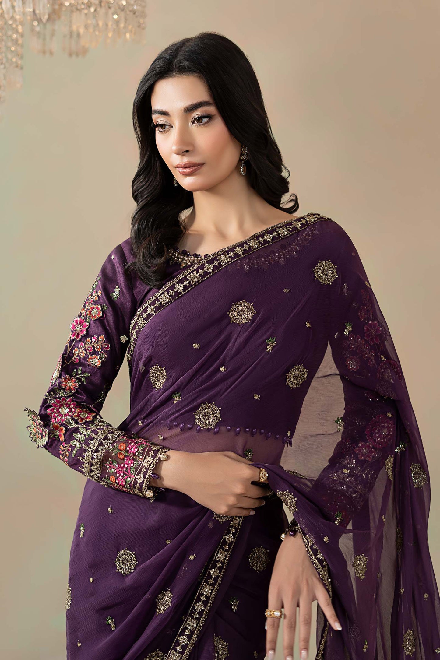 Embroidered Chiffon Saree
