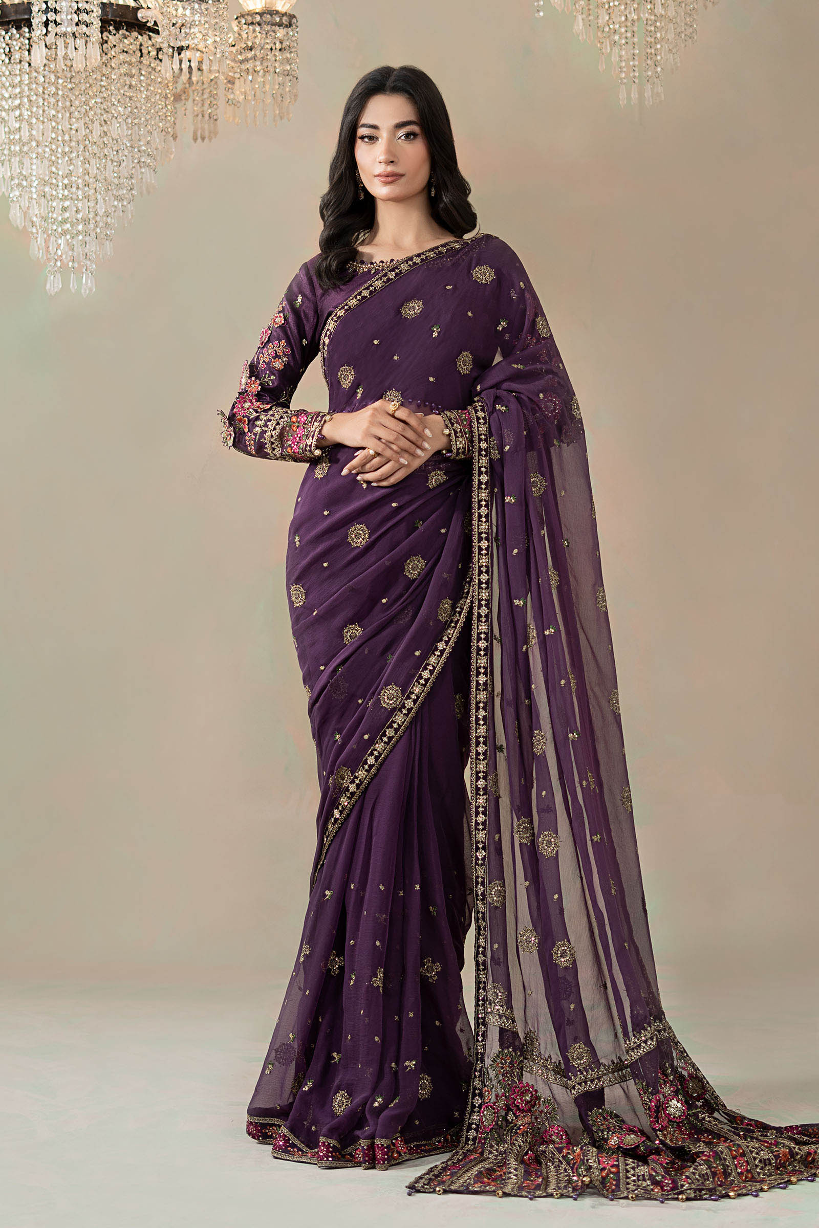 Embroidered Chiffon Saree