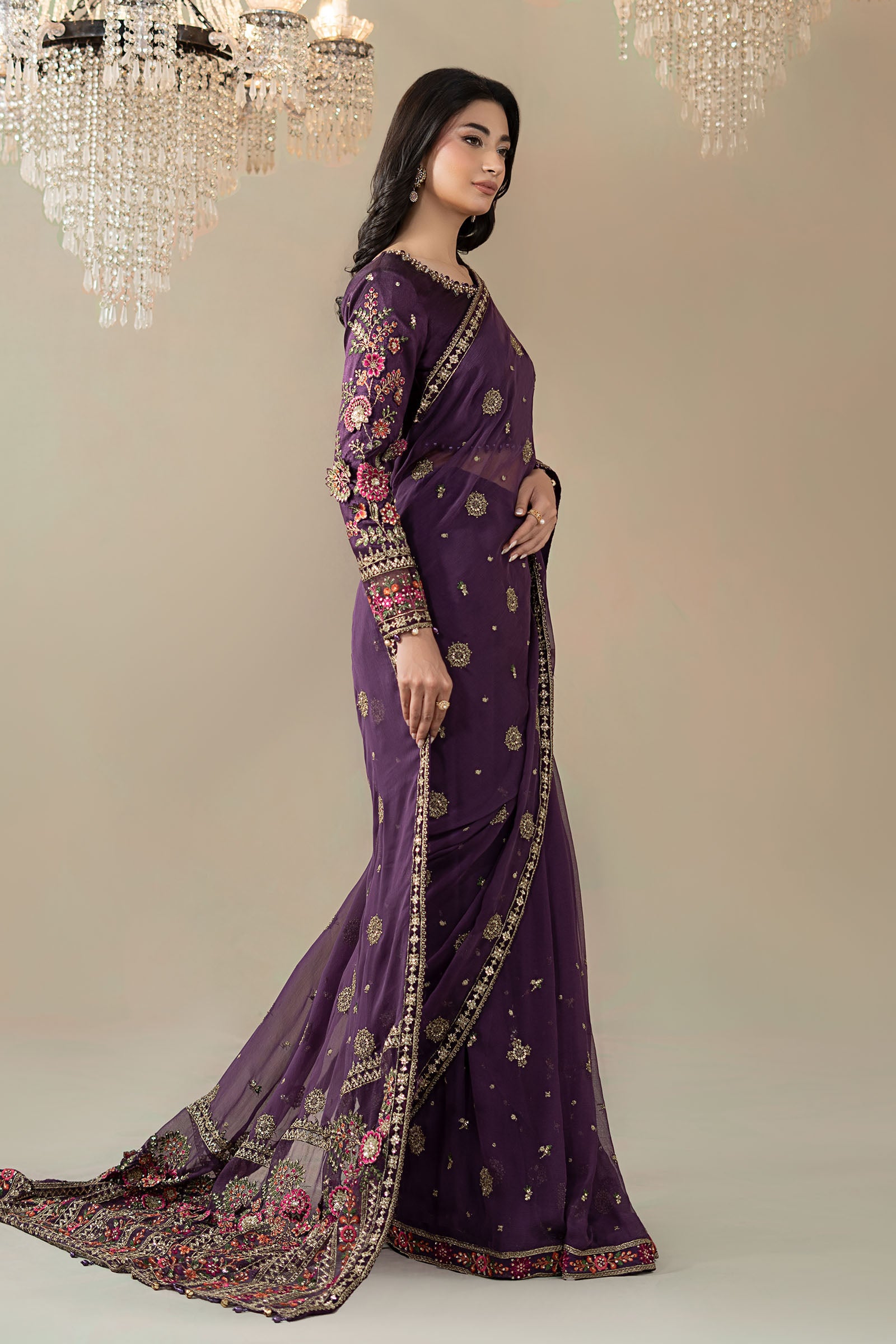 Embroidered Chiffon Saree