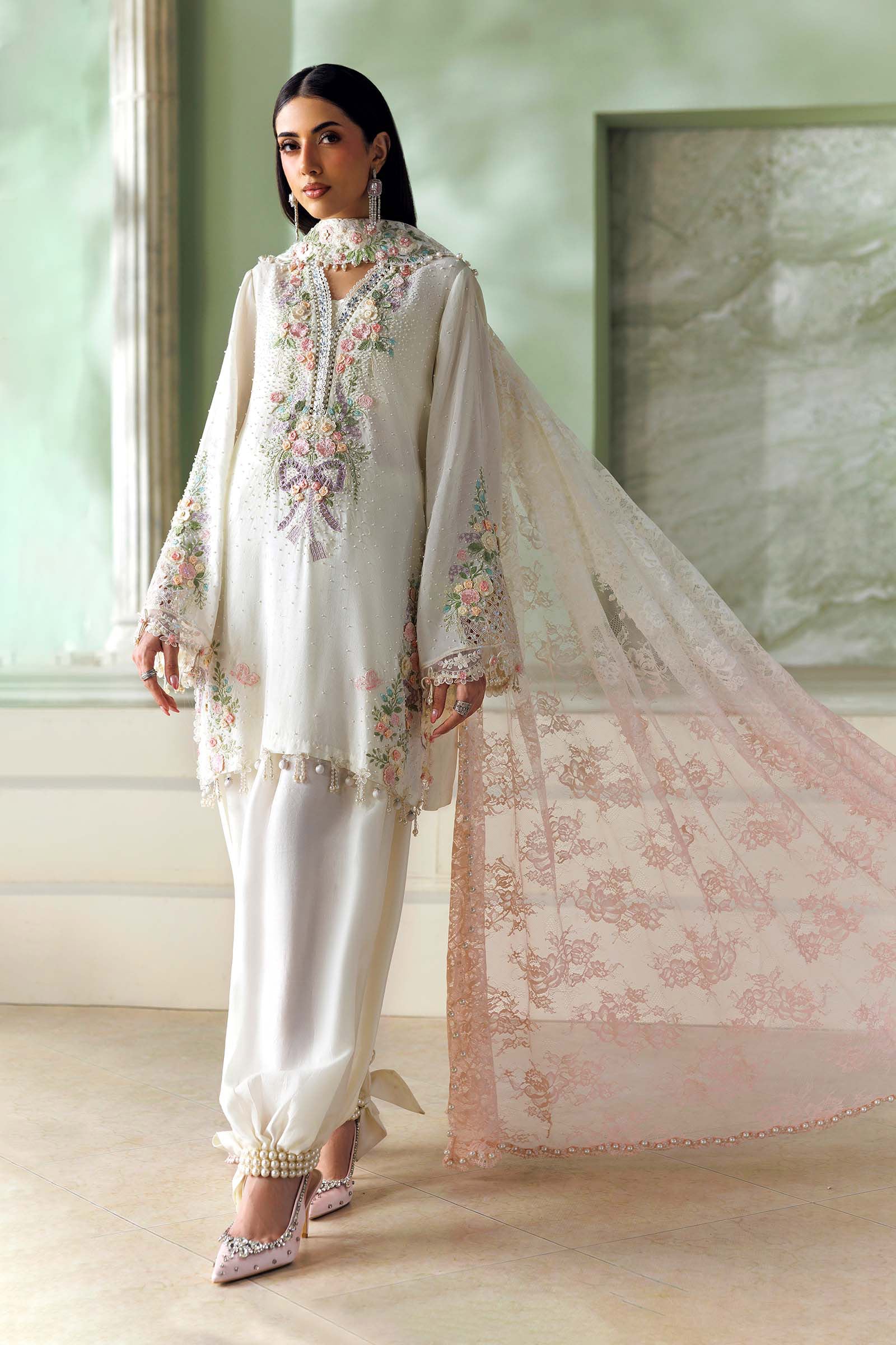 3 Piece Unstitched Embroidered Tusser Silk Suit