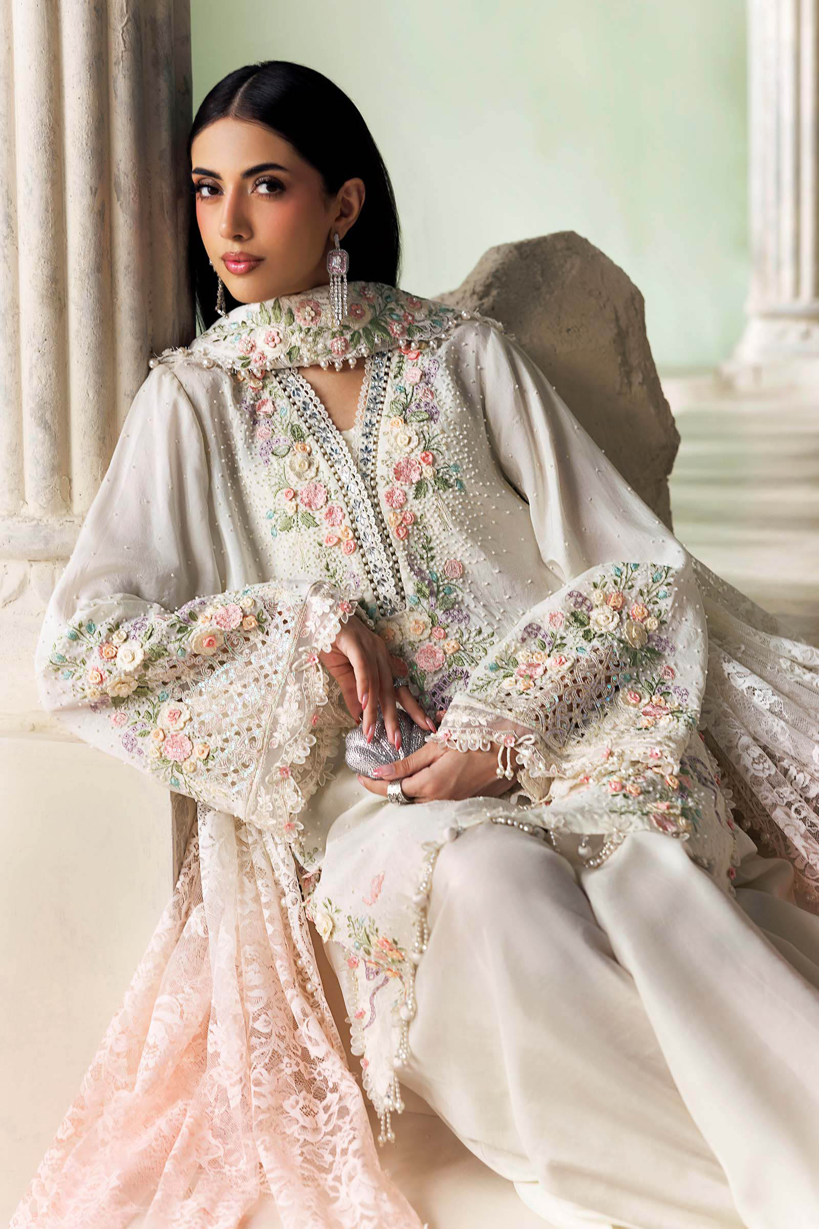 3 Piece Unstitched Embroidered Tusser Silk Suit