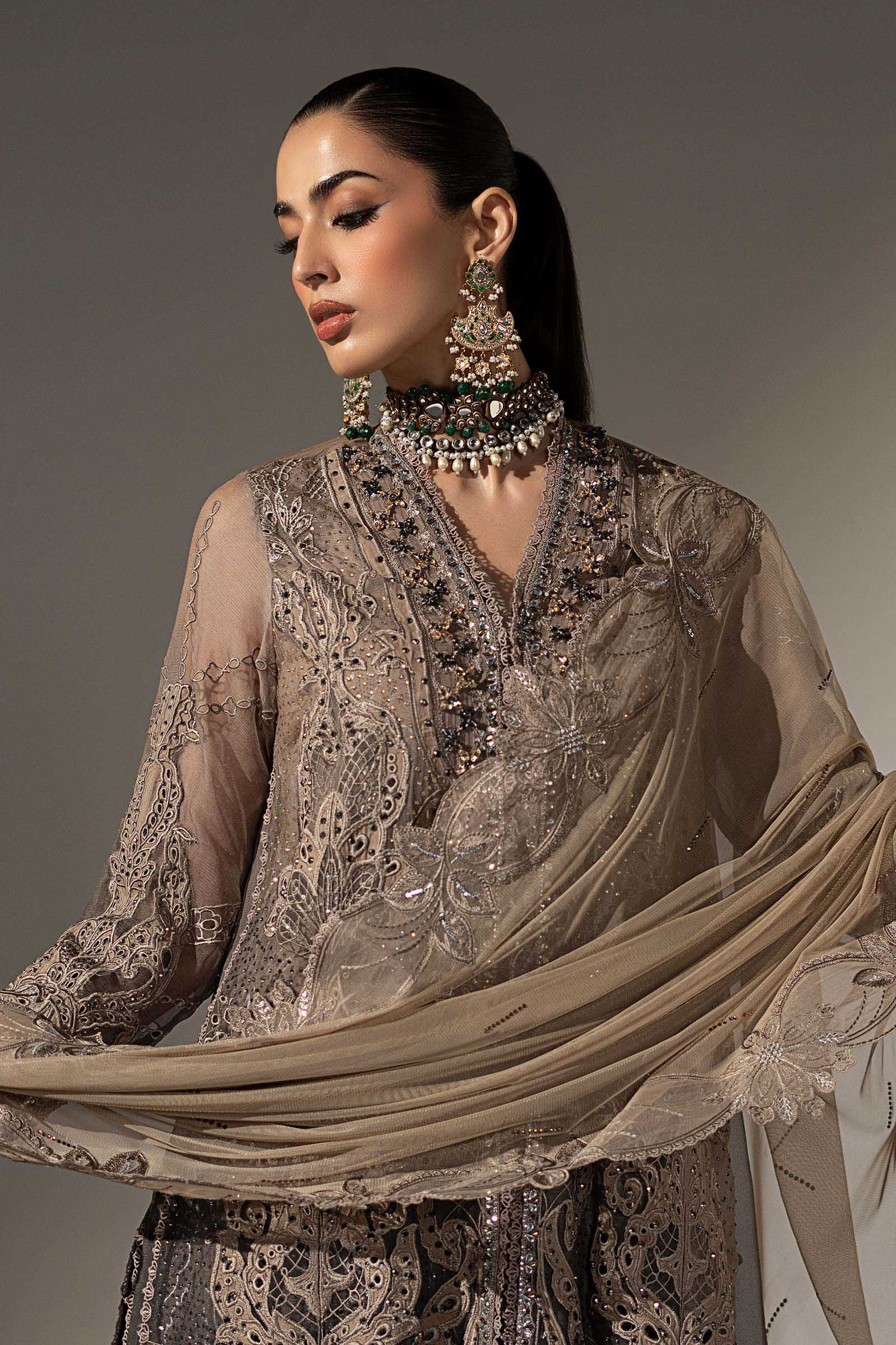 3 Piece Embroidered Chiffon Suit