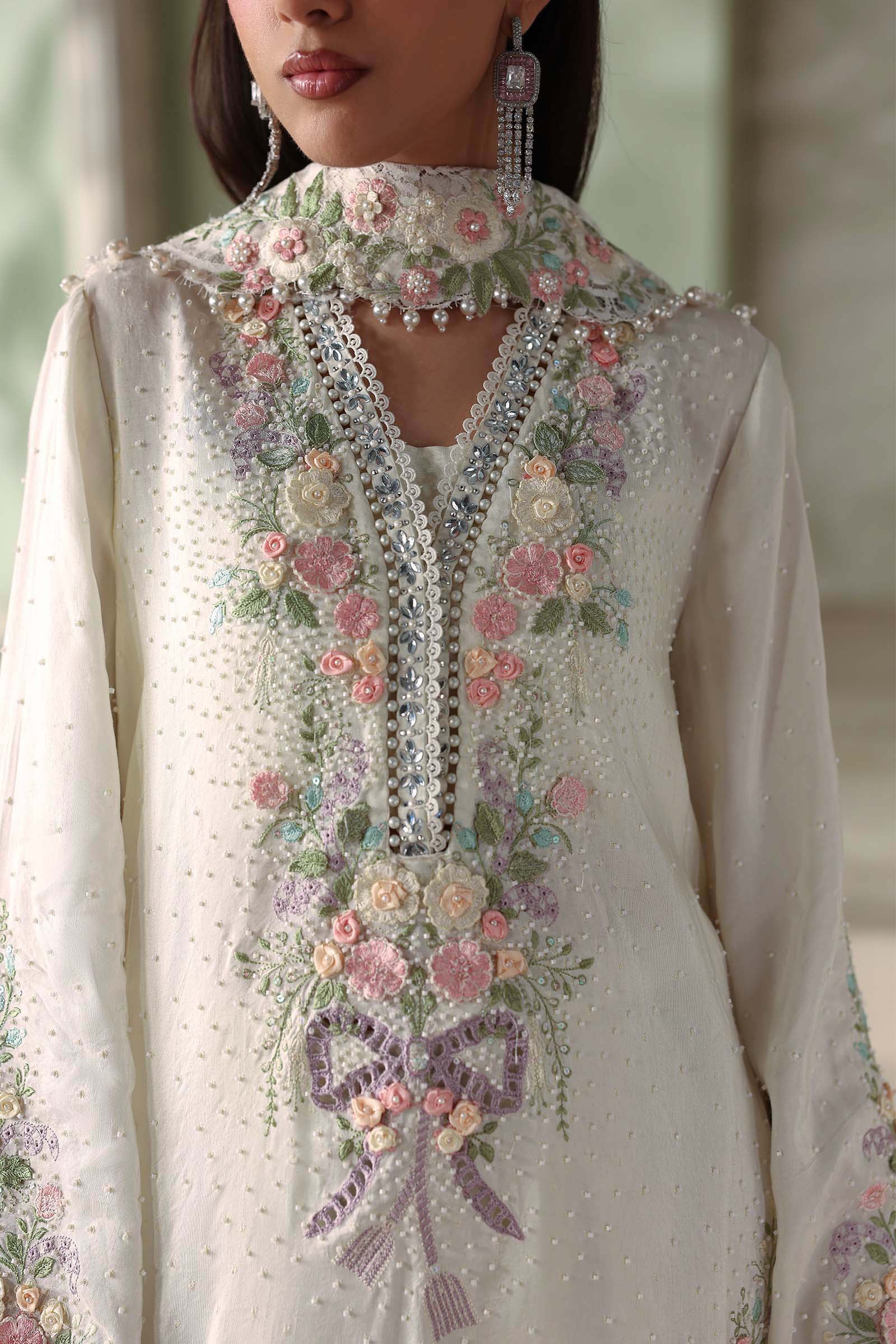 3 Piece Unstitched Embroidered Tusser Silk Suit