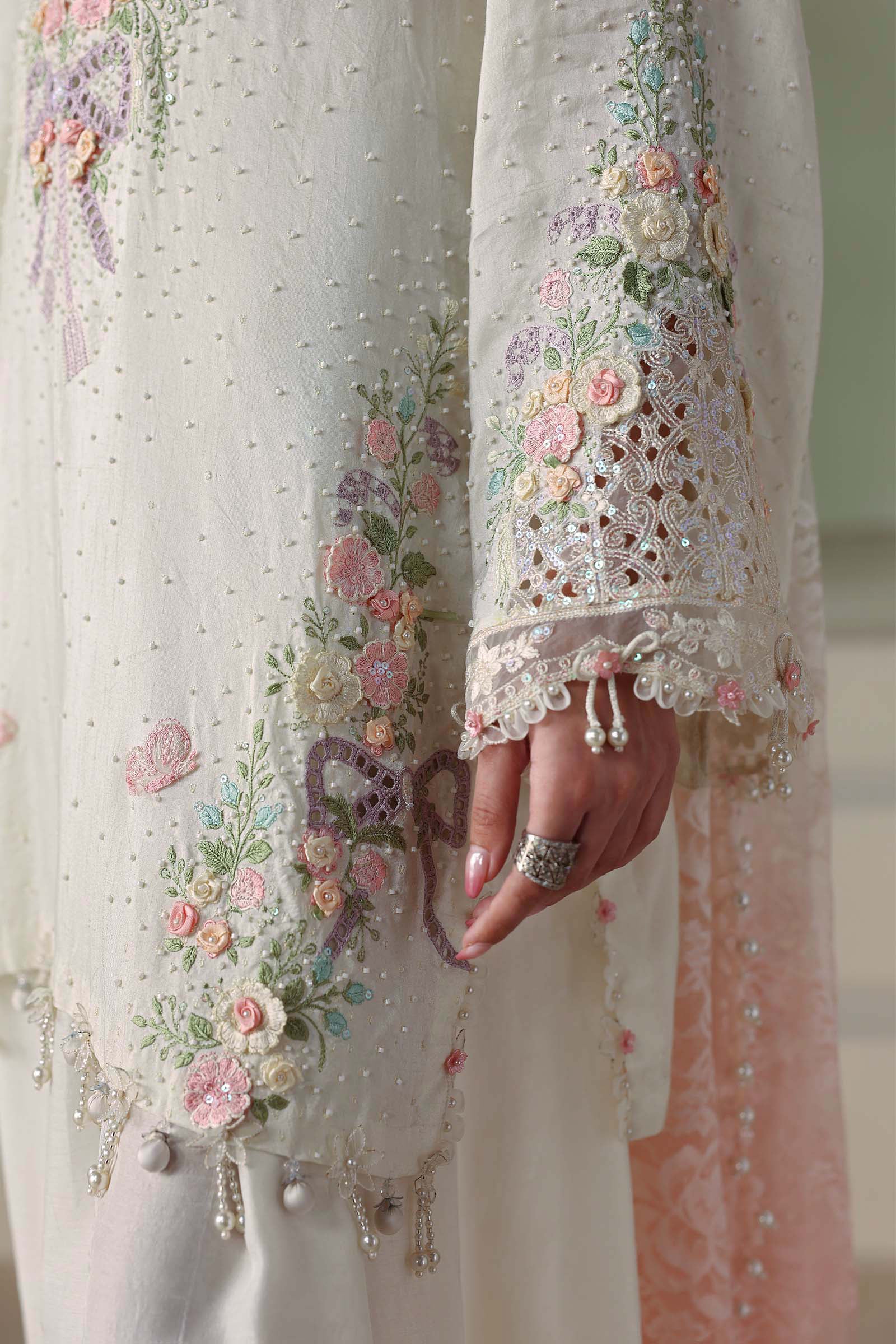 3 Piece Unstitched Embroidered Tusser Silk Suit