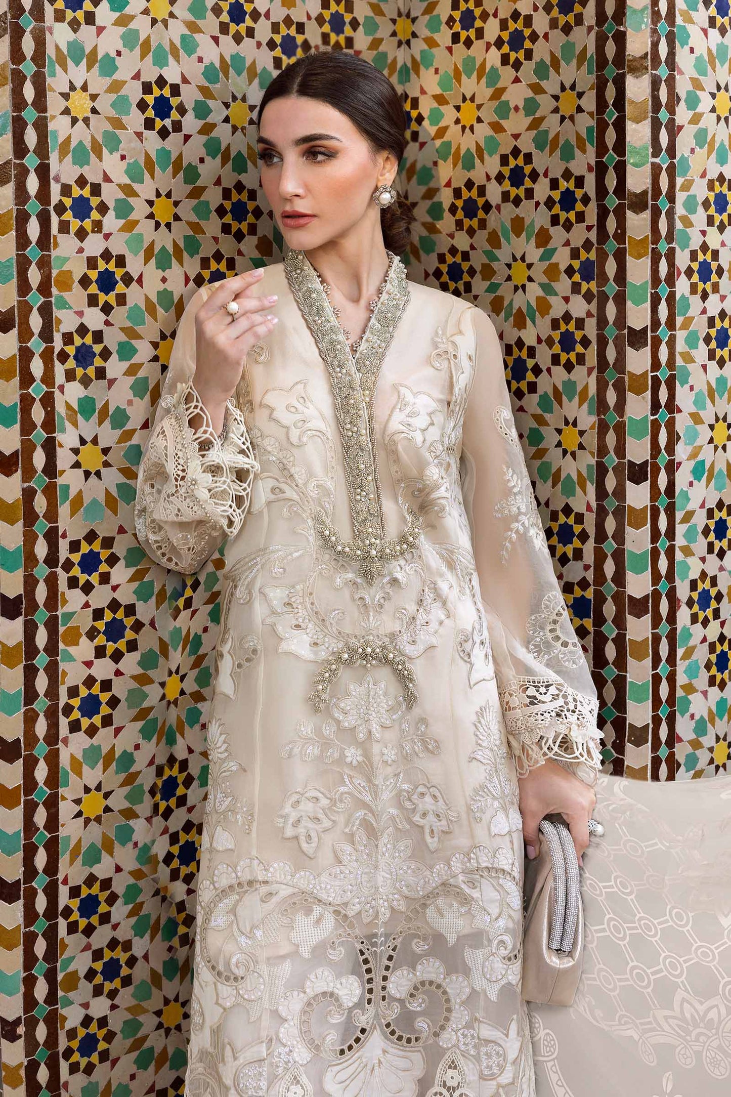 3 Piece Unstitched Embroidered Organza Suit | D-2506-A