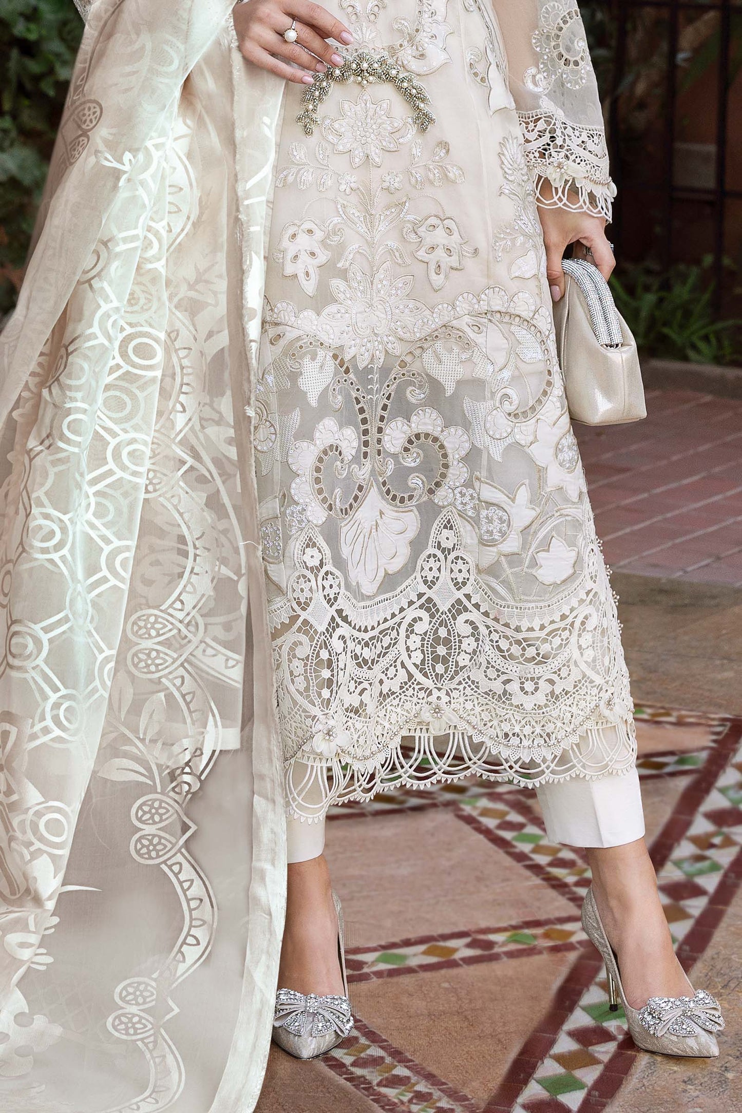 3 Piece Unstitched Embroidered Organza Suit | D-2506-A