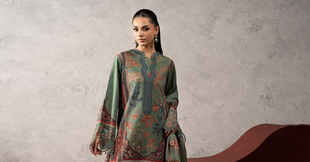 3 Piece Embroidered Cambric Suit