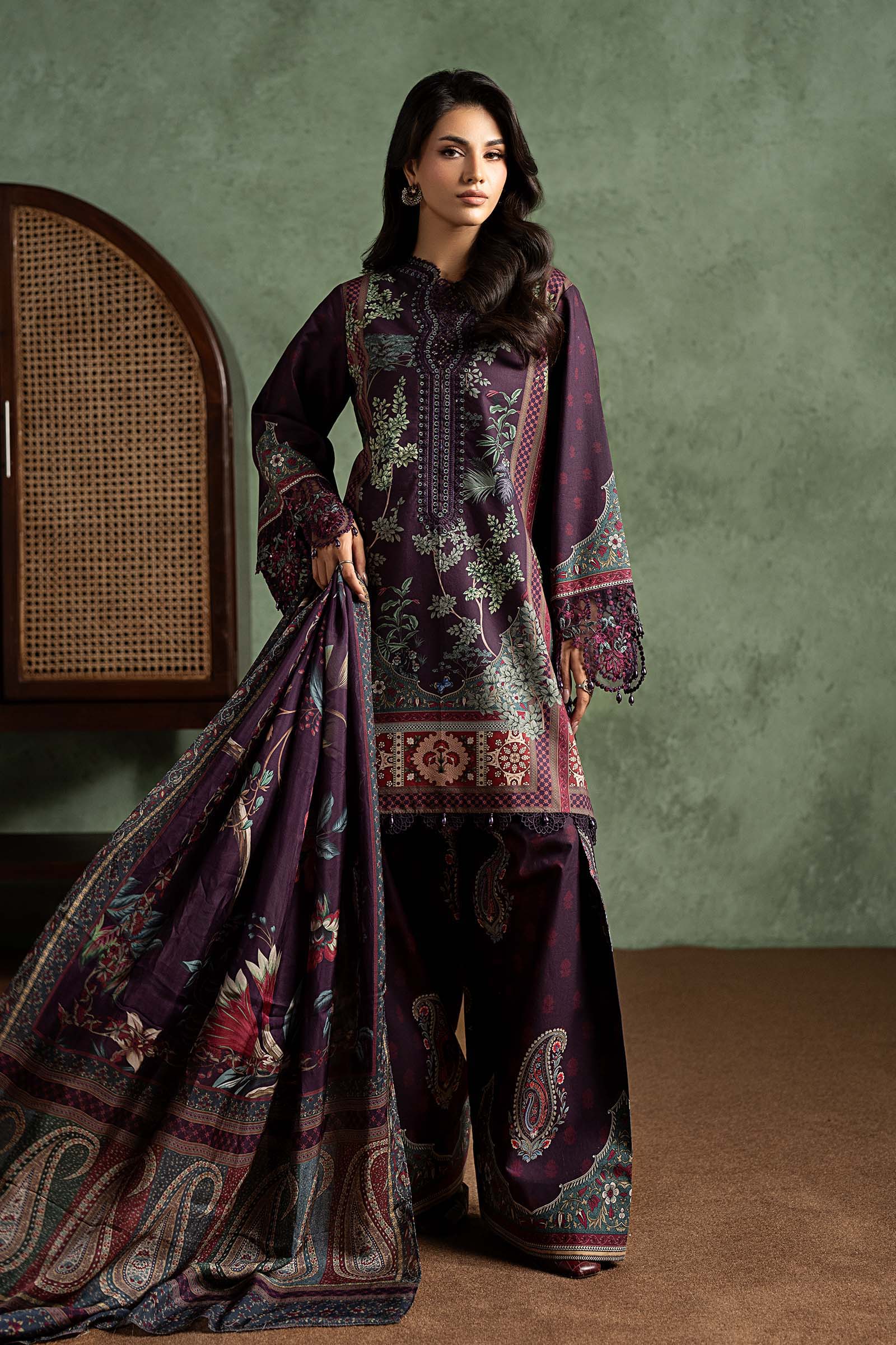 3 Piece Embroidered Cambric Suit