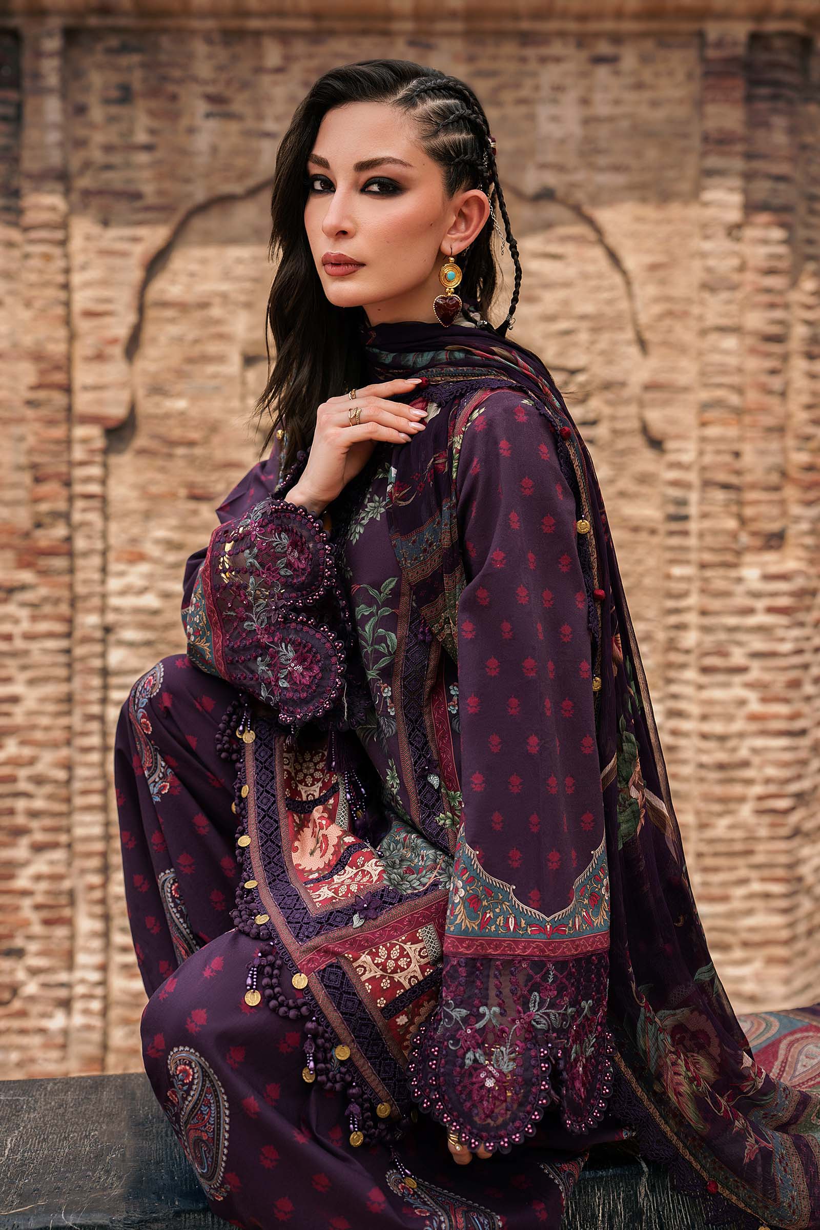 3 Piece Unstitched Embroidered Cambric Suit