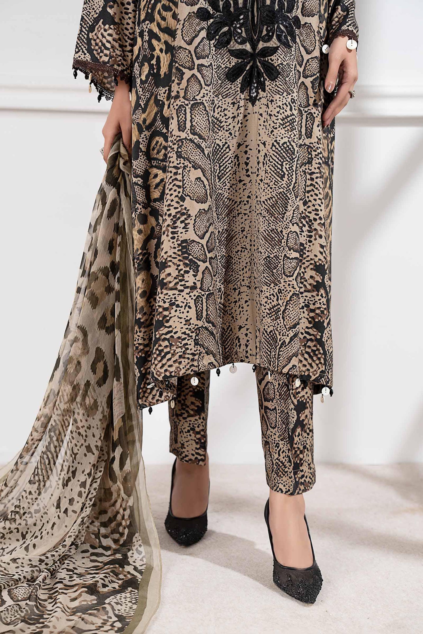 3 Piece Embroidered Linen Suit