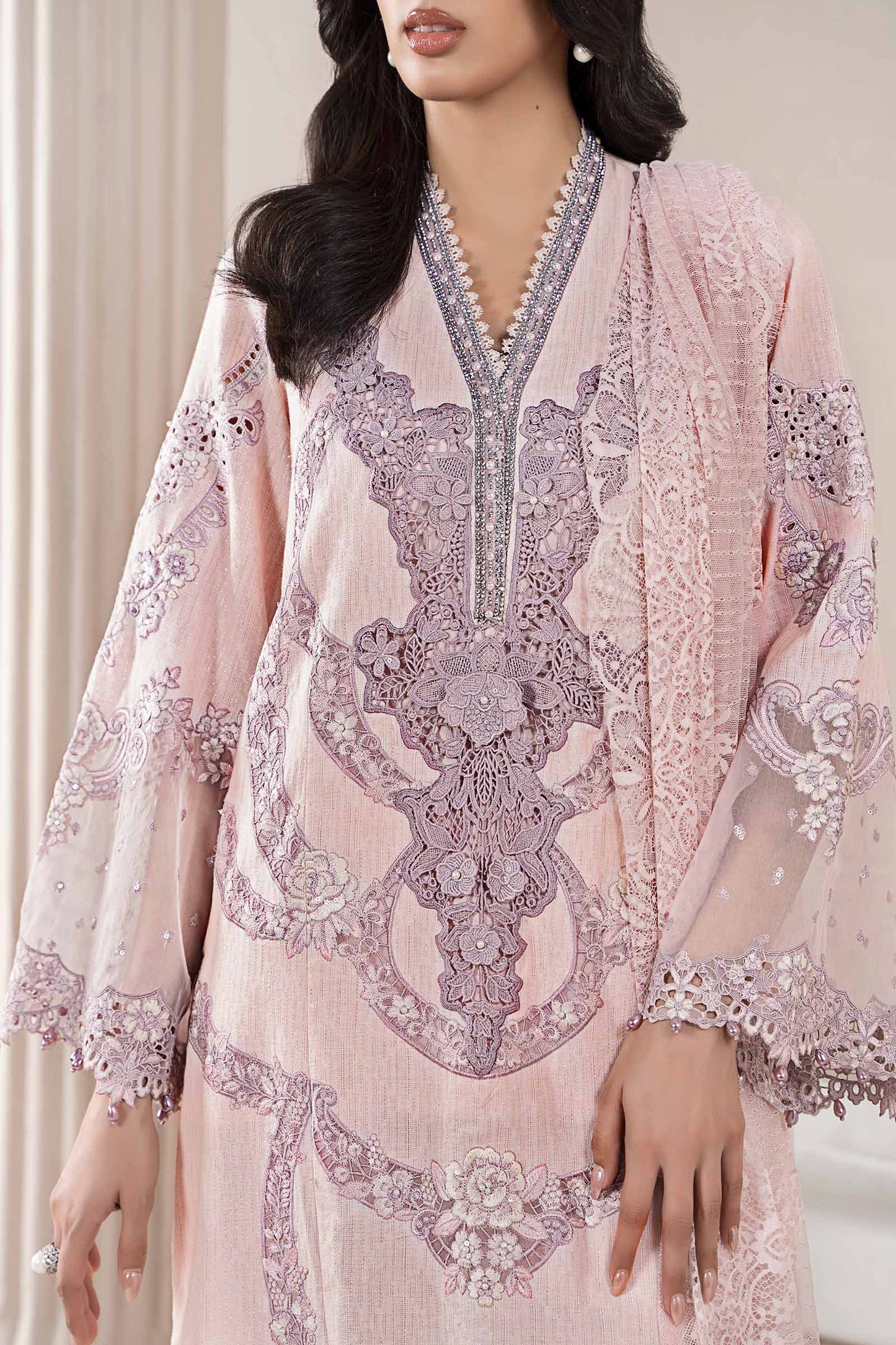 3 Piece Embroidered Jacquard Lawn Suit | ELS-25-02