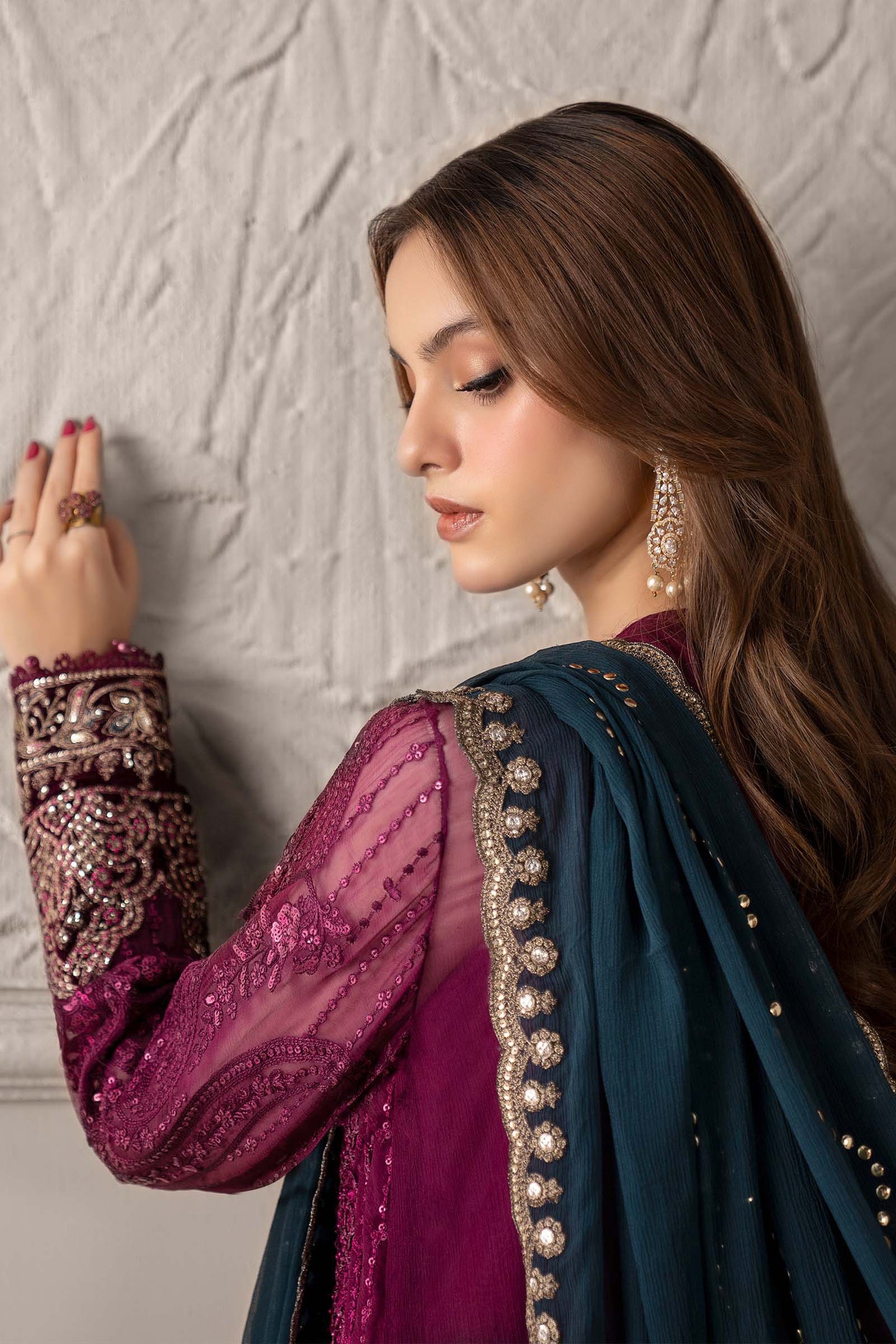 3 Piece Embroidered Chiffon Suit | MCS-25-102