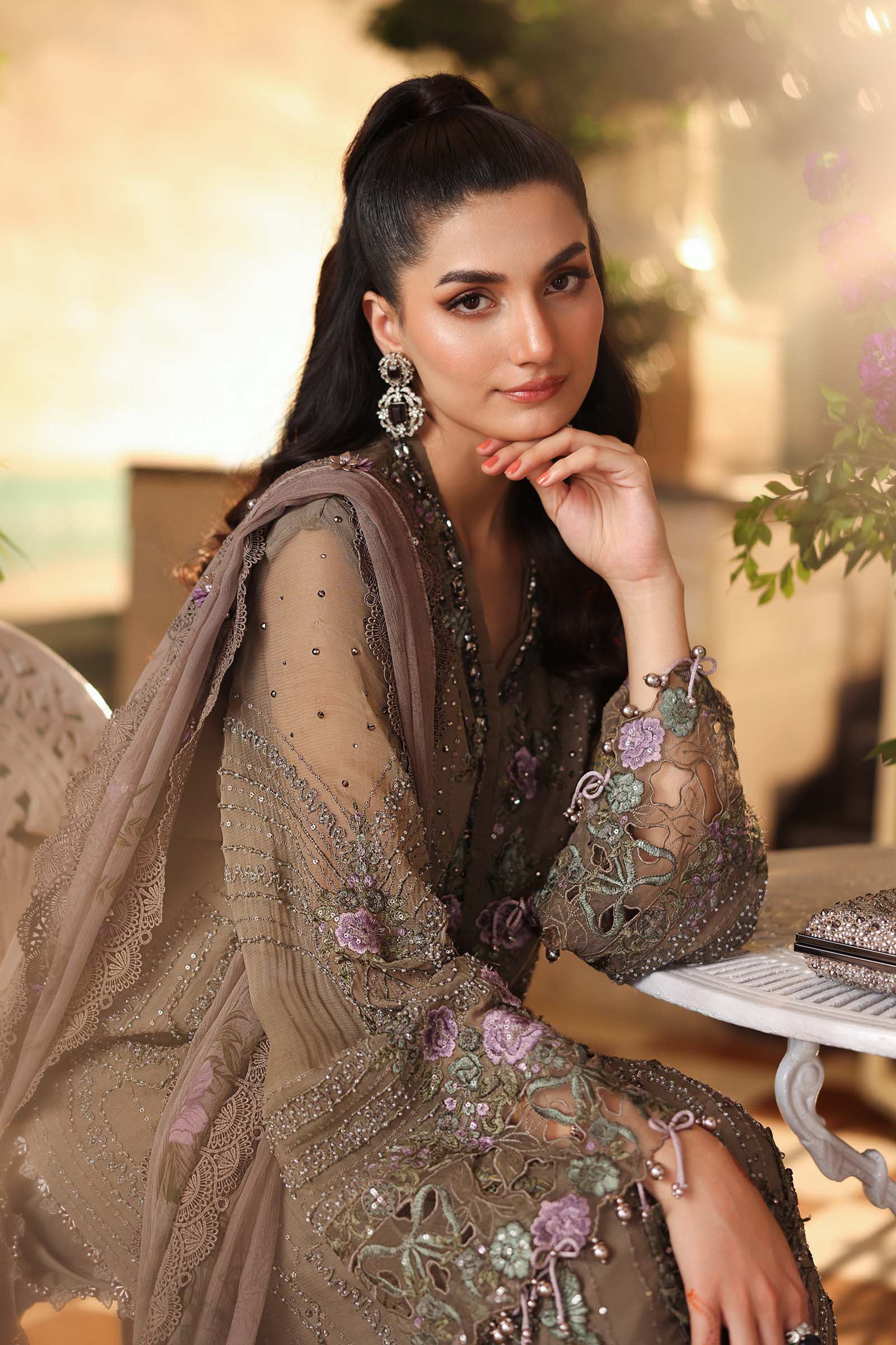 3 Piece Unstitched Embroidered Chiffon Suit