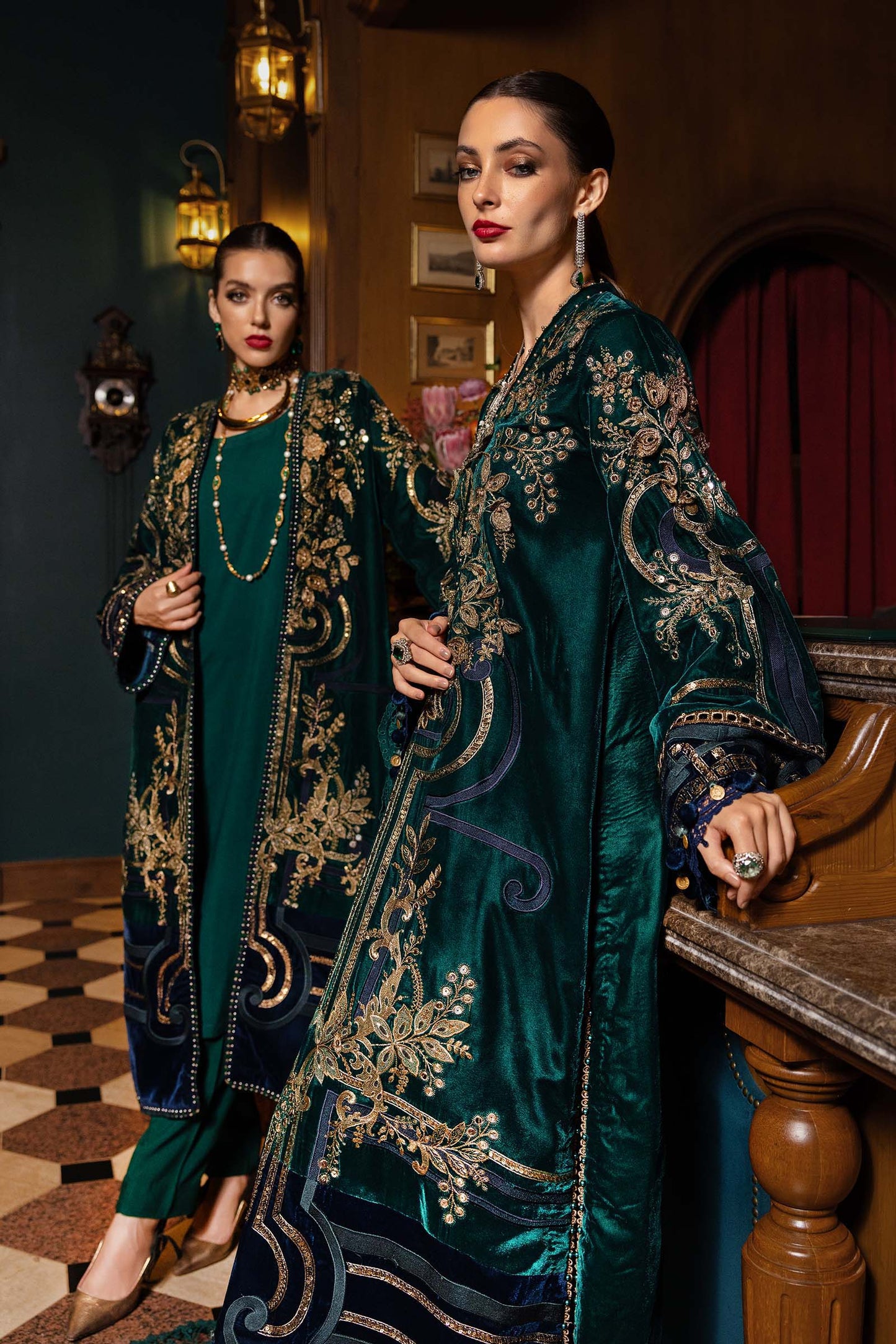 3 Piece Unstitched Embroidered Velvet Suit