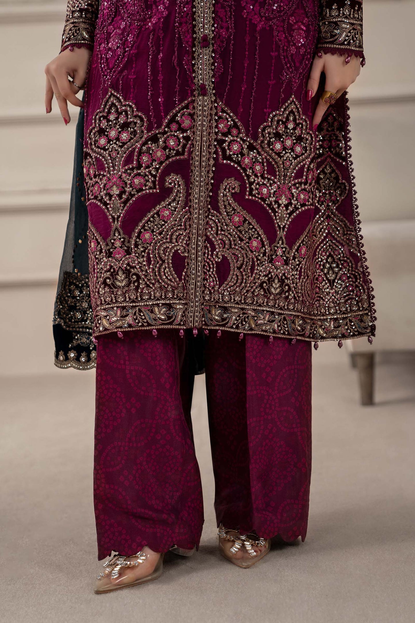 3 Piece Embroidered Chiffon Suit | MCS-25-102