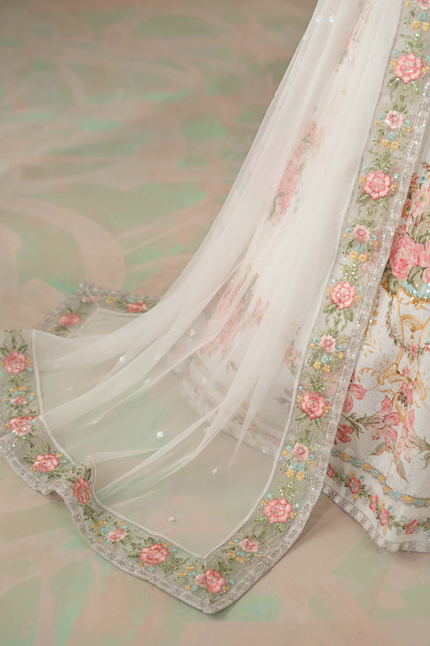 3 Piece Embroidered Raw Silk Suit