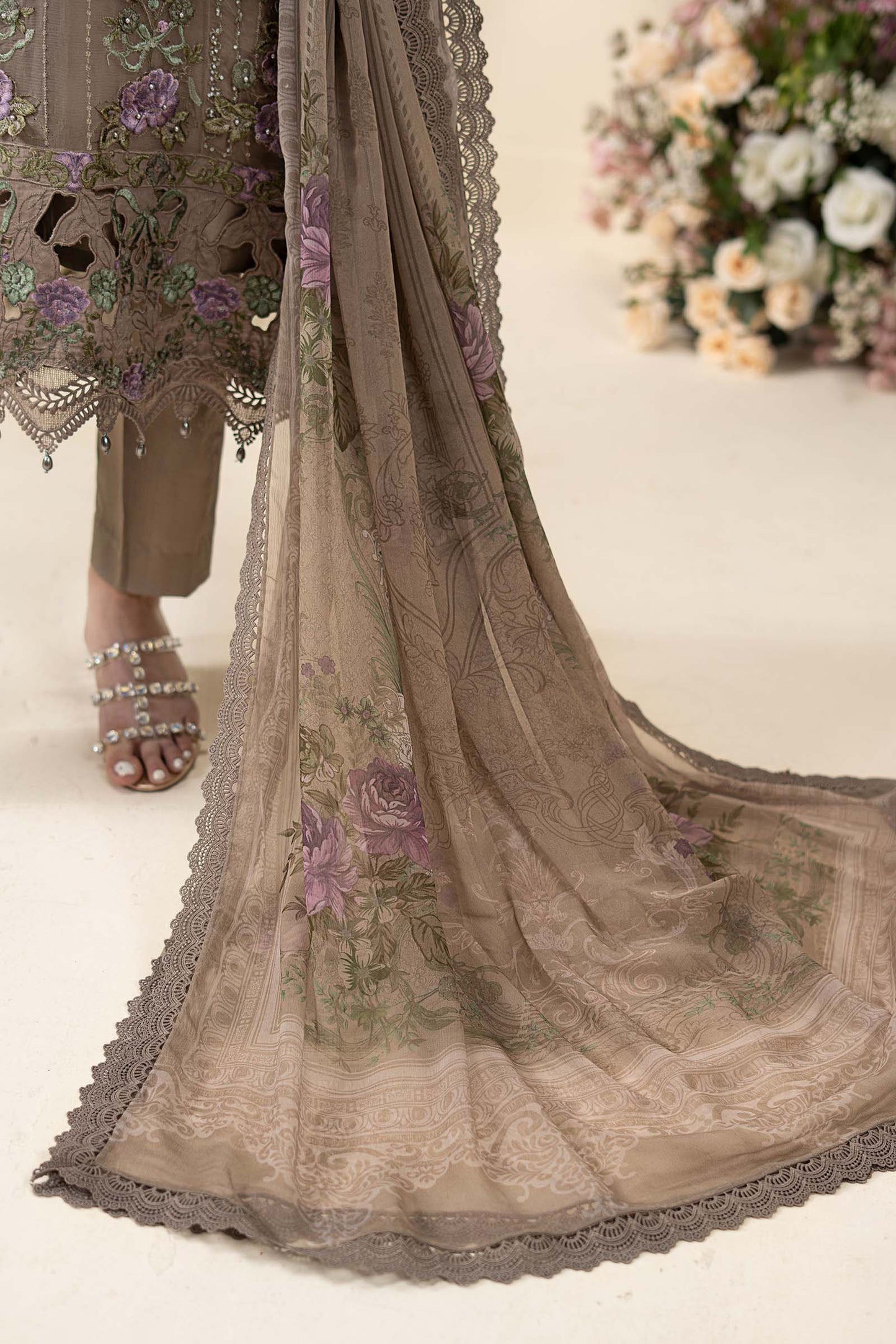 3 Piece Embroidered Chiffon Suit