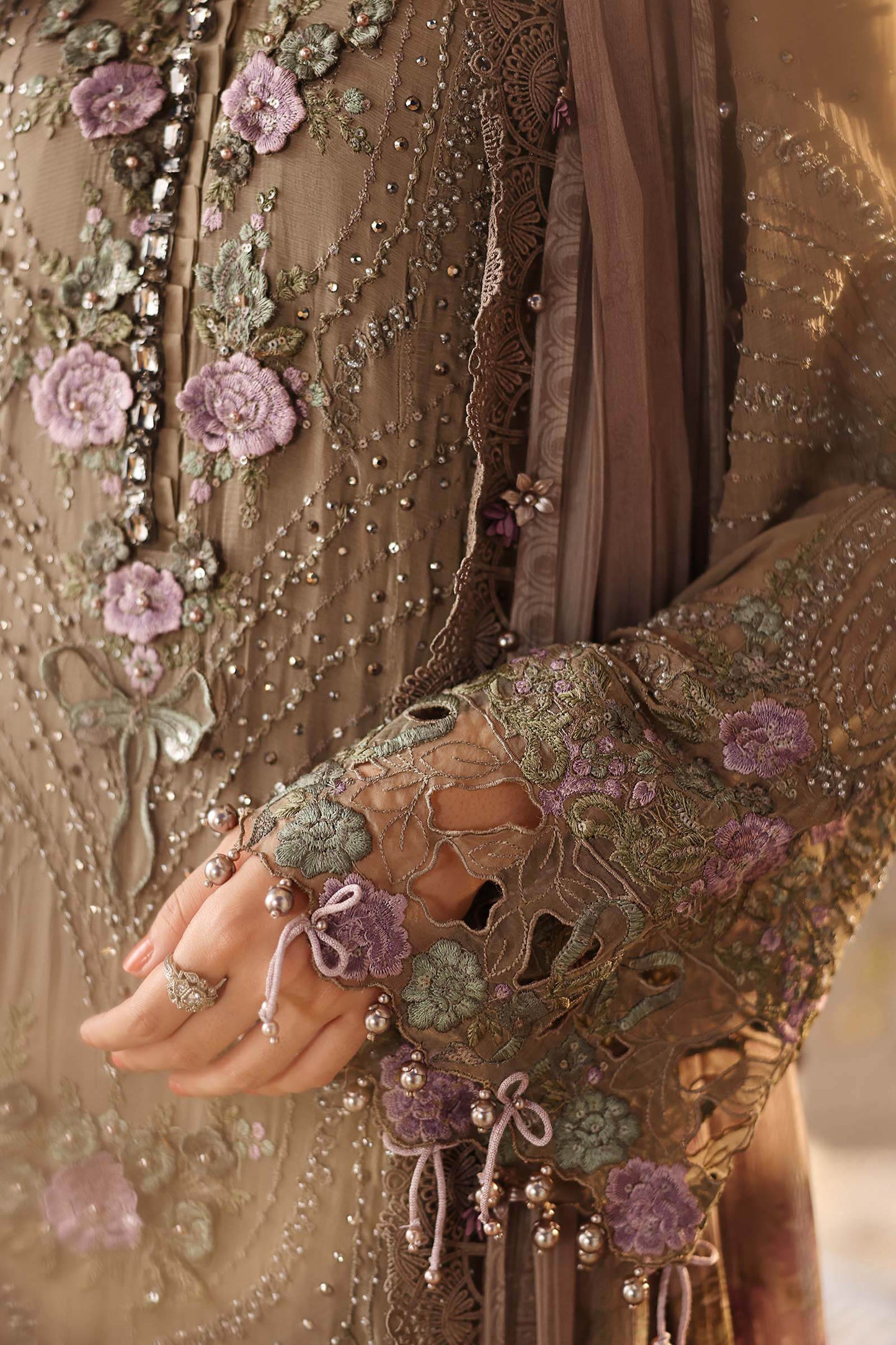 3 Piece Unstitched Embroidered Chiffon Suit