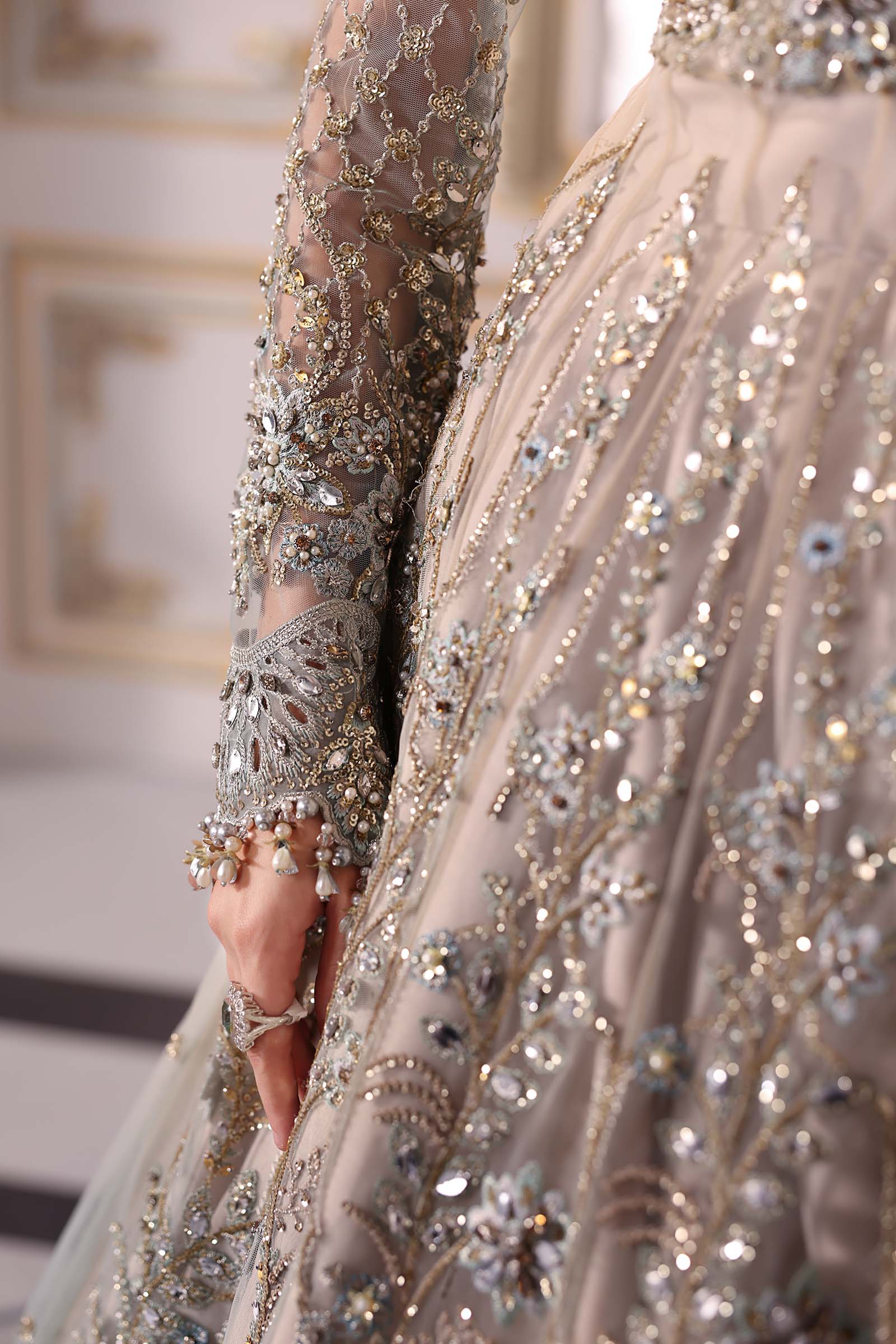 3 Piece Unstitched Embroidered Net Suit | BD-3002