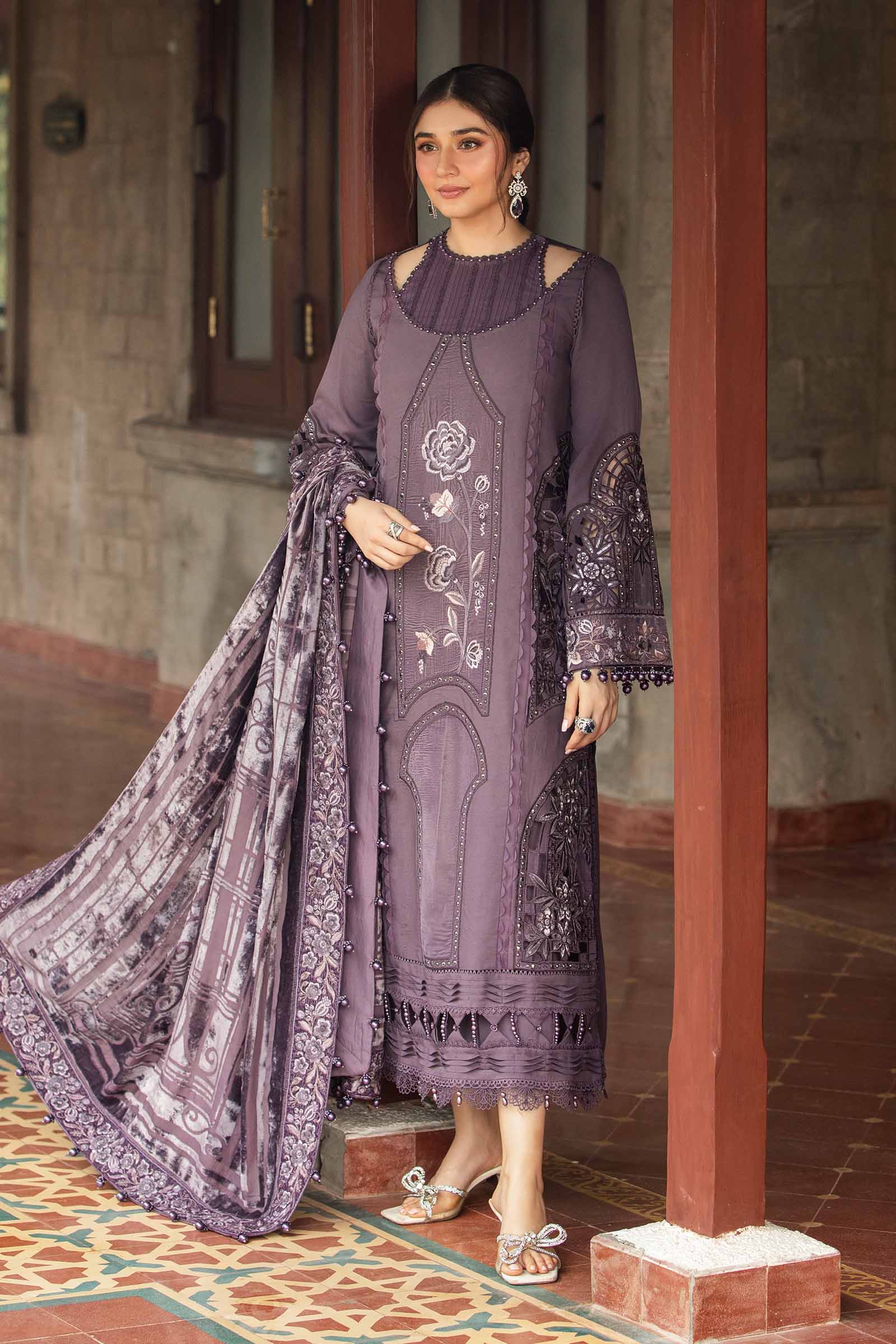 3 Piece Unstitched Embroidered Linen Suit | DL-1202