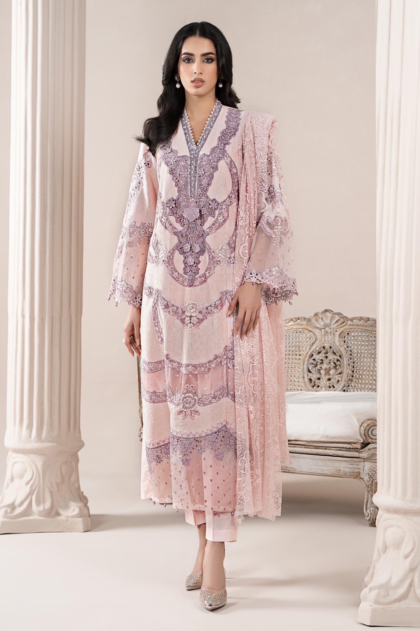 3 Piece Embroidered Jacquard Lawn Suit | ELS-25-02
