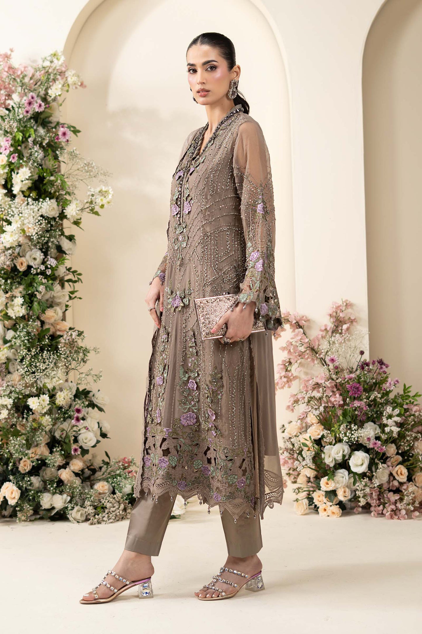 3 Piece Embroidered Chiffon Suit