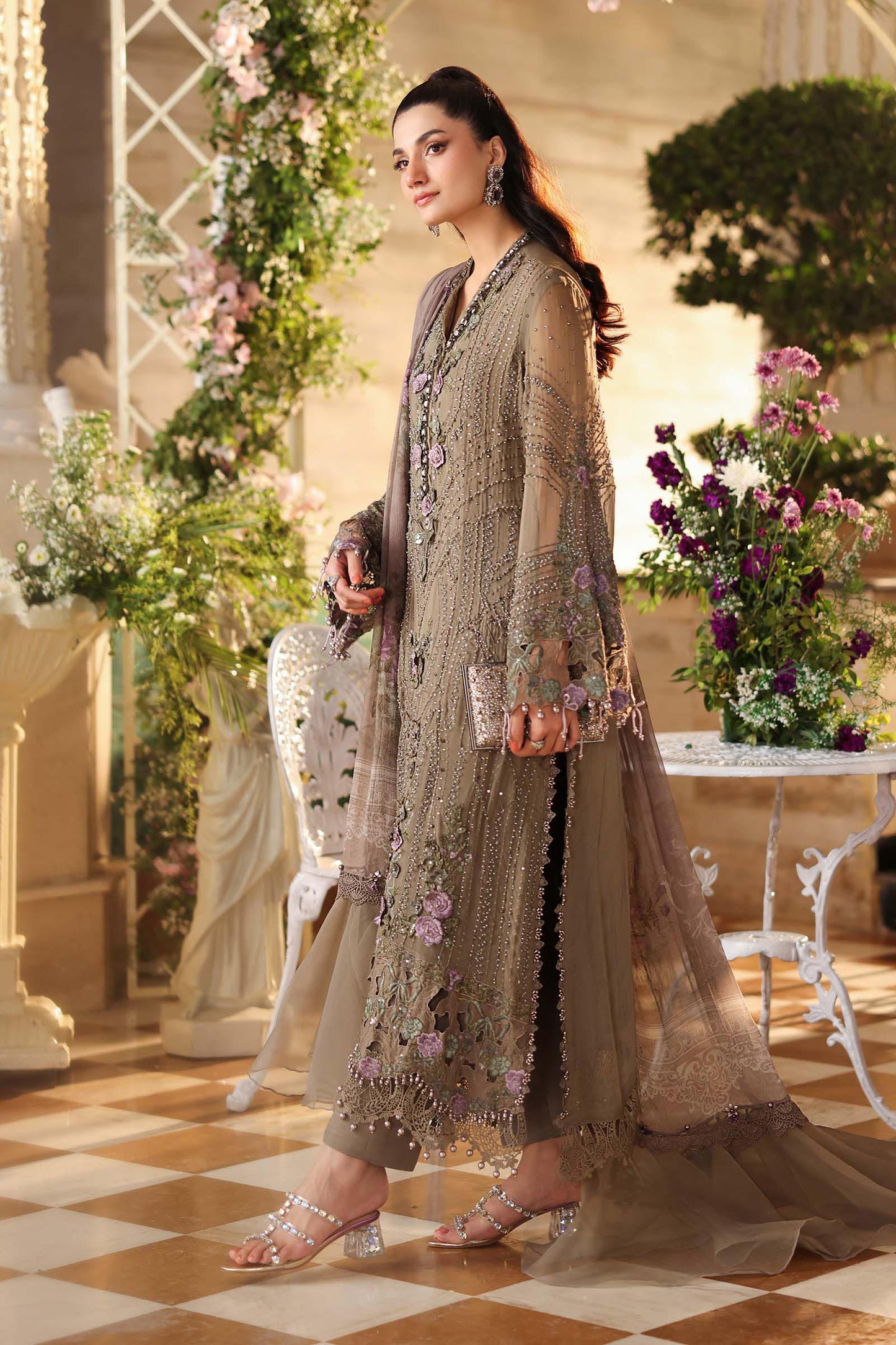 3 Piece Unstitched Embroidered Chiffon Suit