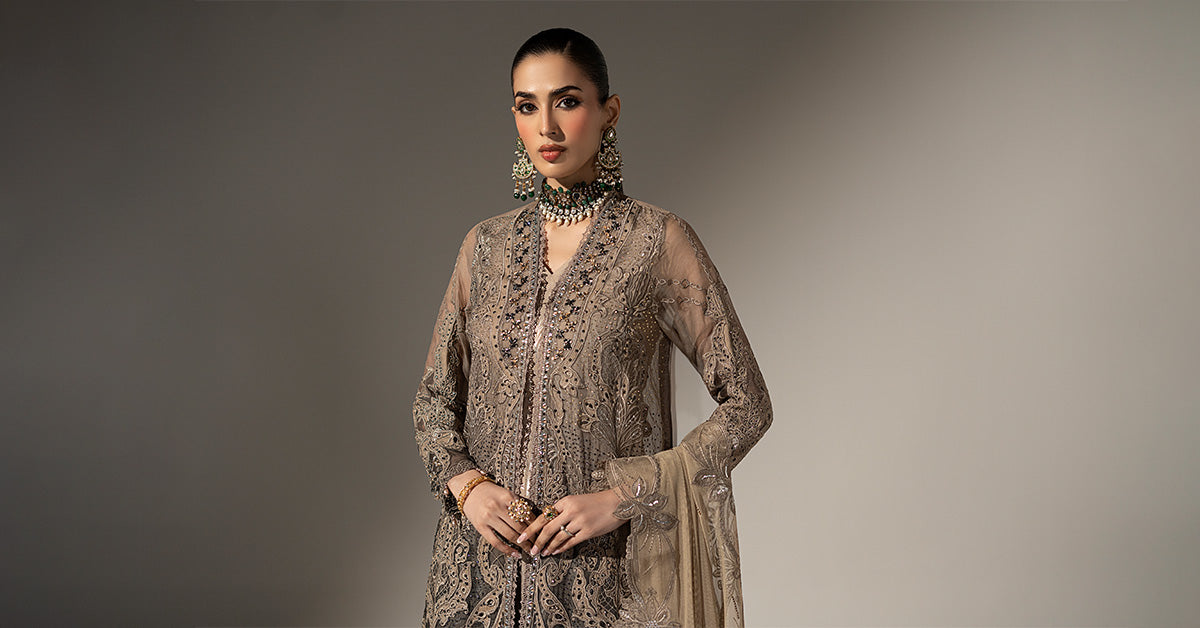 3 Piece Embroidered Chiffon Suit
