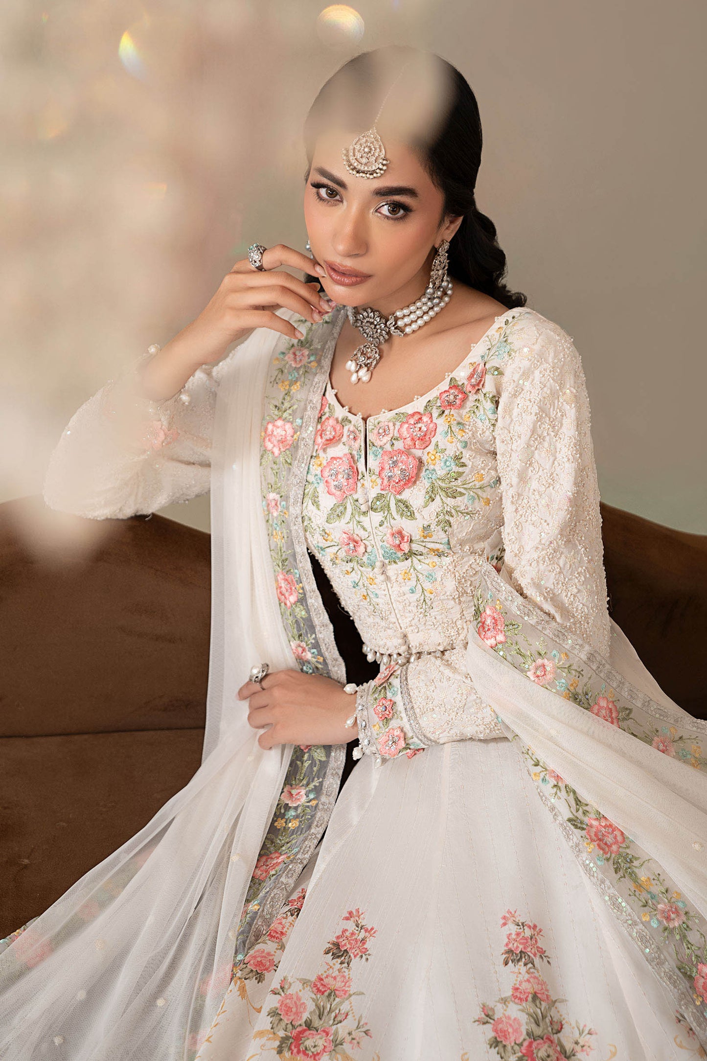 3 Piece Embroidered Raw Silk Suit