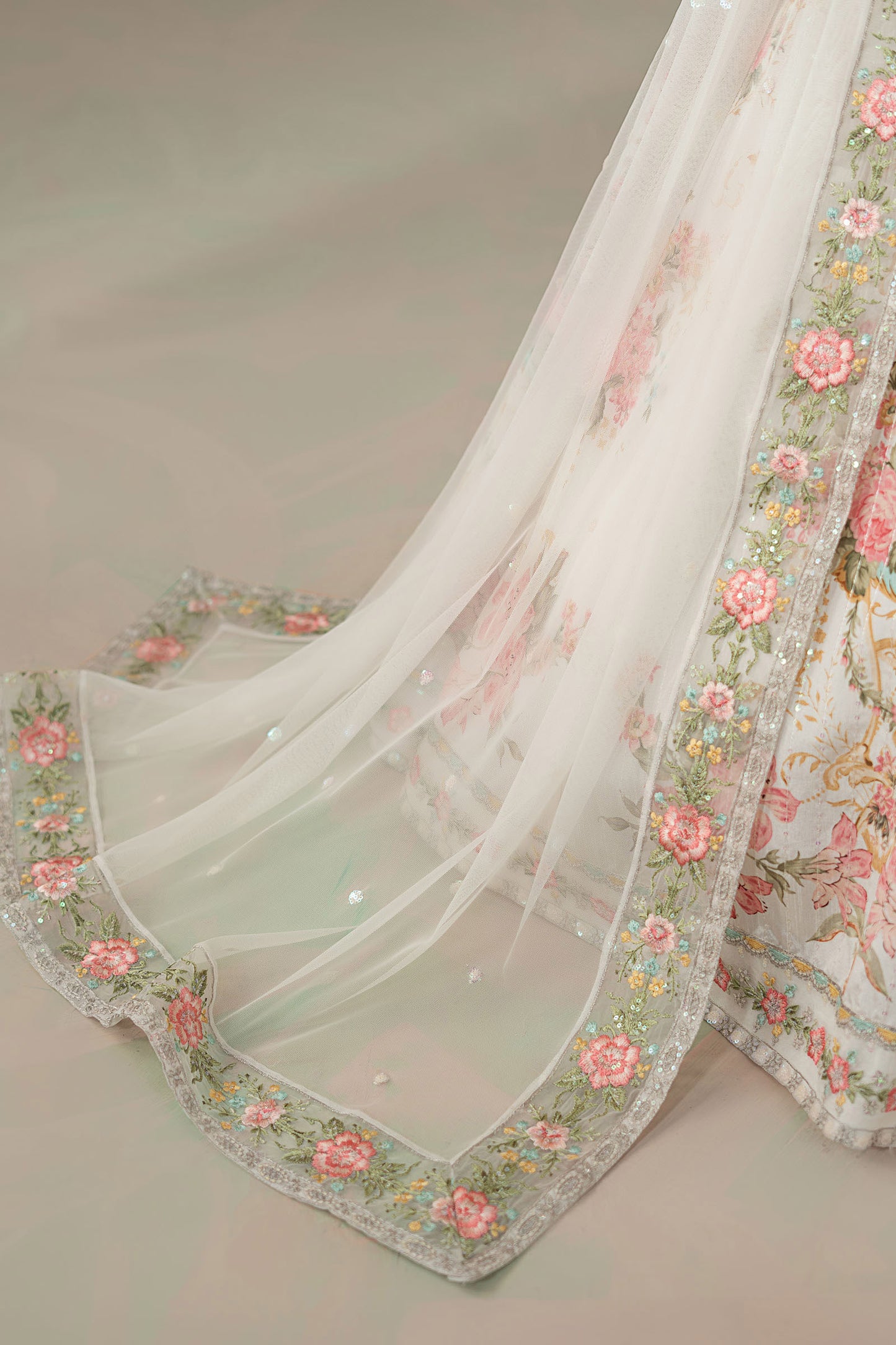 3 Piece Embroidered Raw Silk Suit