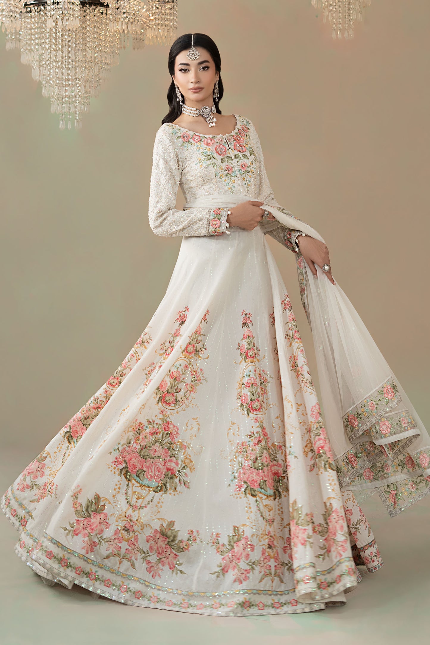 3 Piece Embroidered Raw Silk Suit