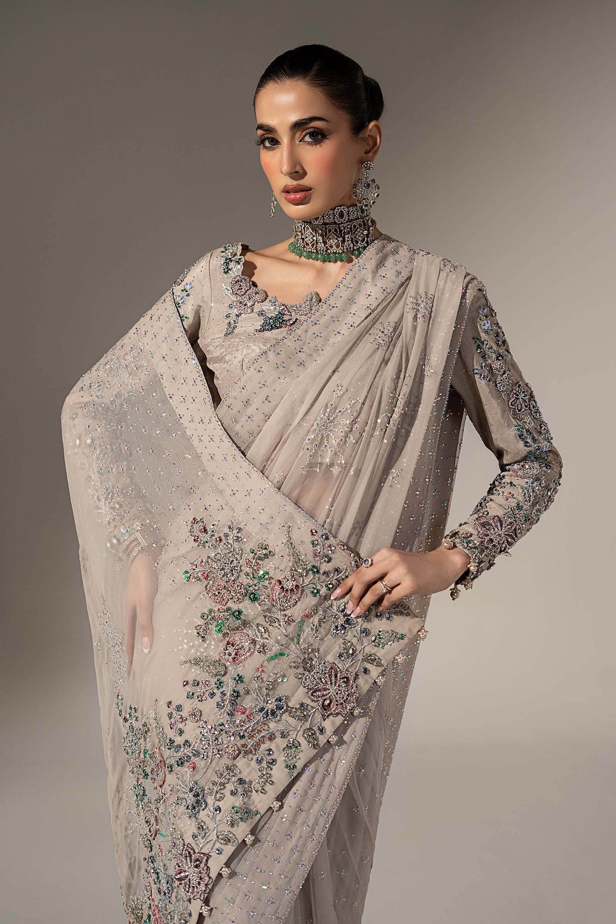 Embroidered Chiffon Saree