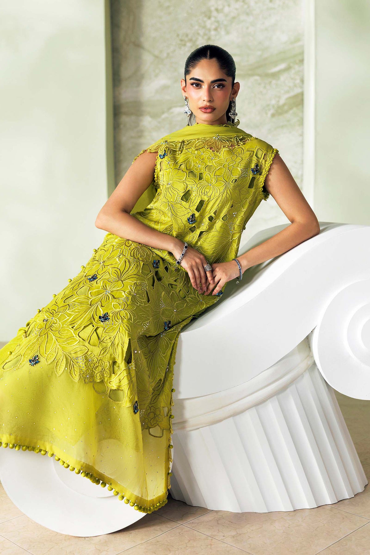 3 Piece Unstitched Embroidered Bemberg Raw Silk Suit