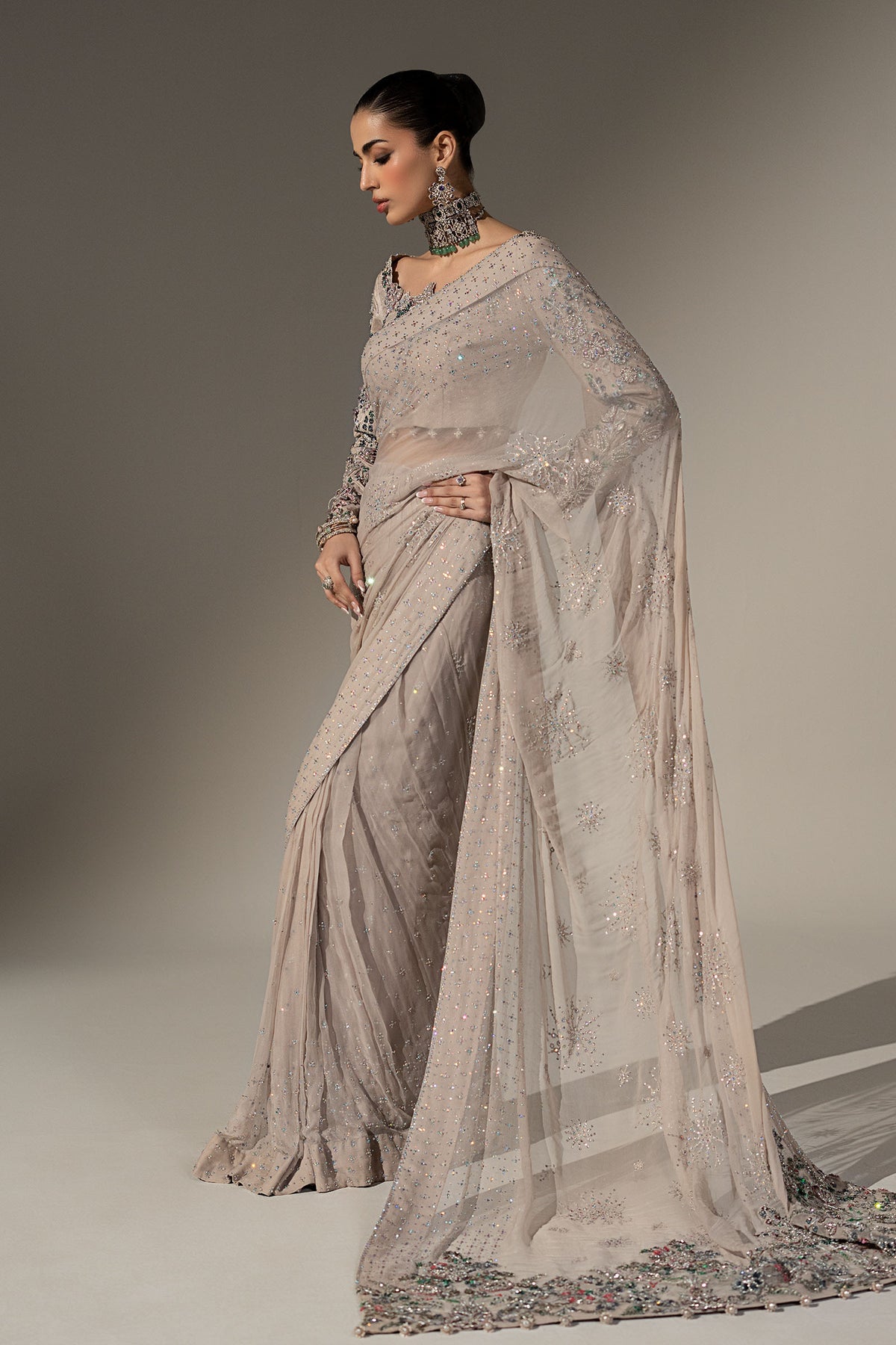 Embroidered Chiffon Saree