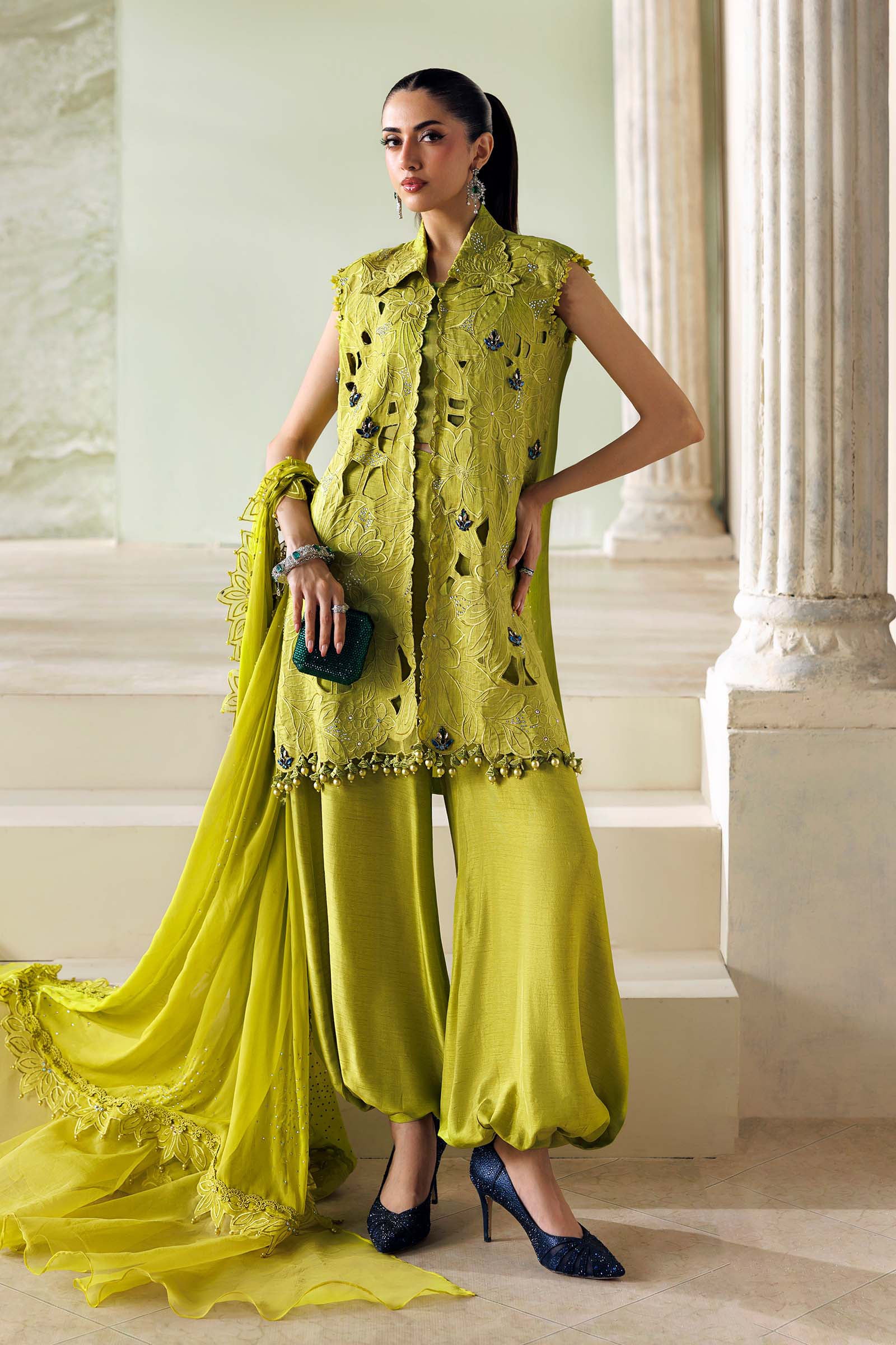 3 Piece Unstitched Embroidered Bemberg Raw Silk Suit