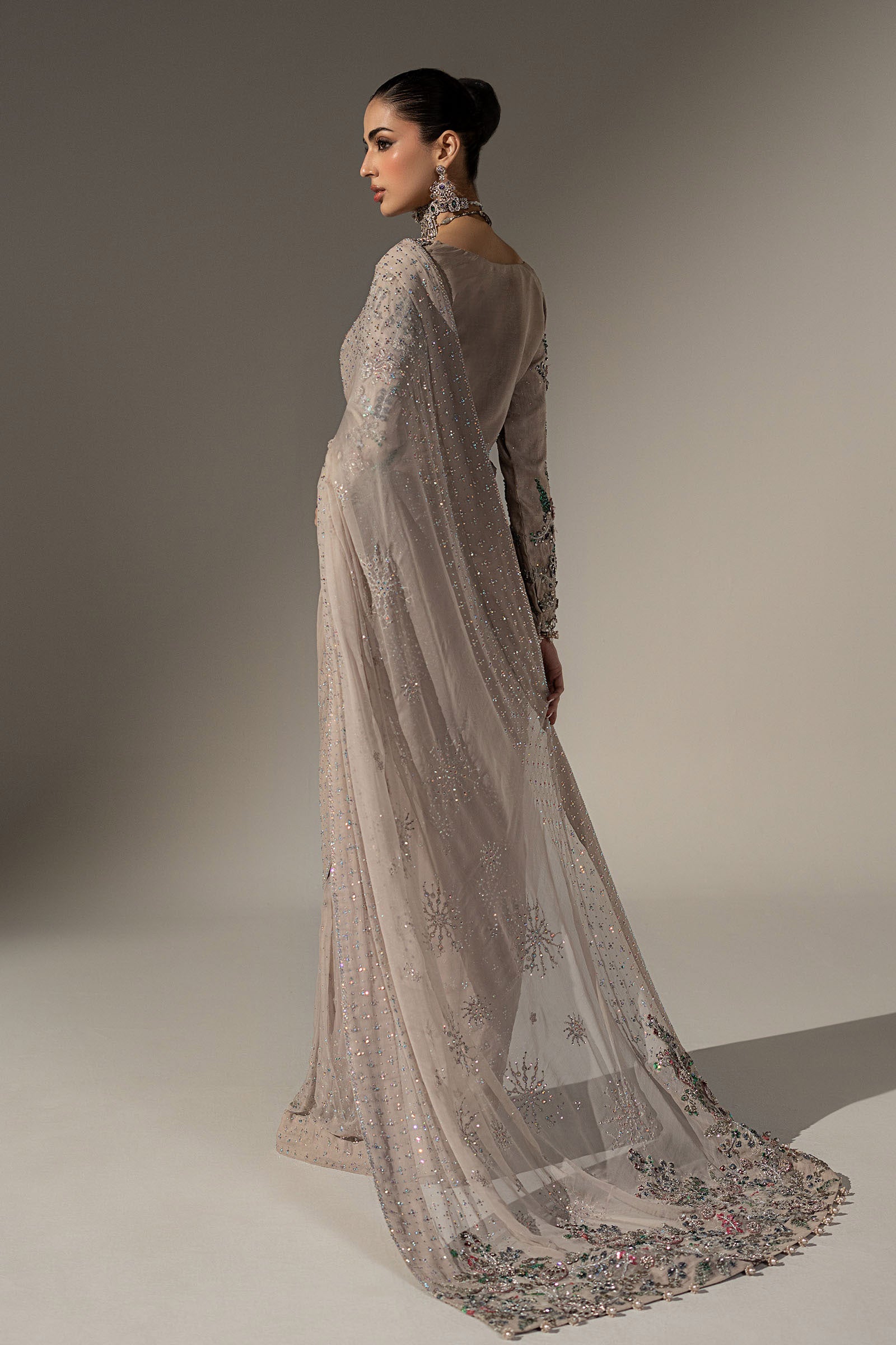 Embroidered Chiffon Saree