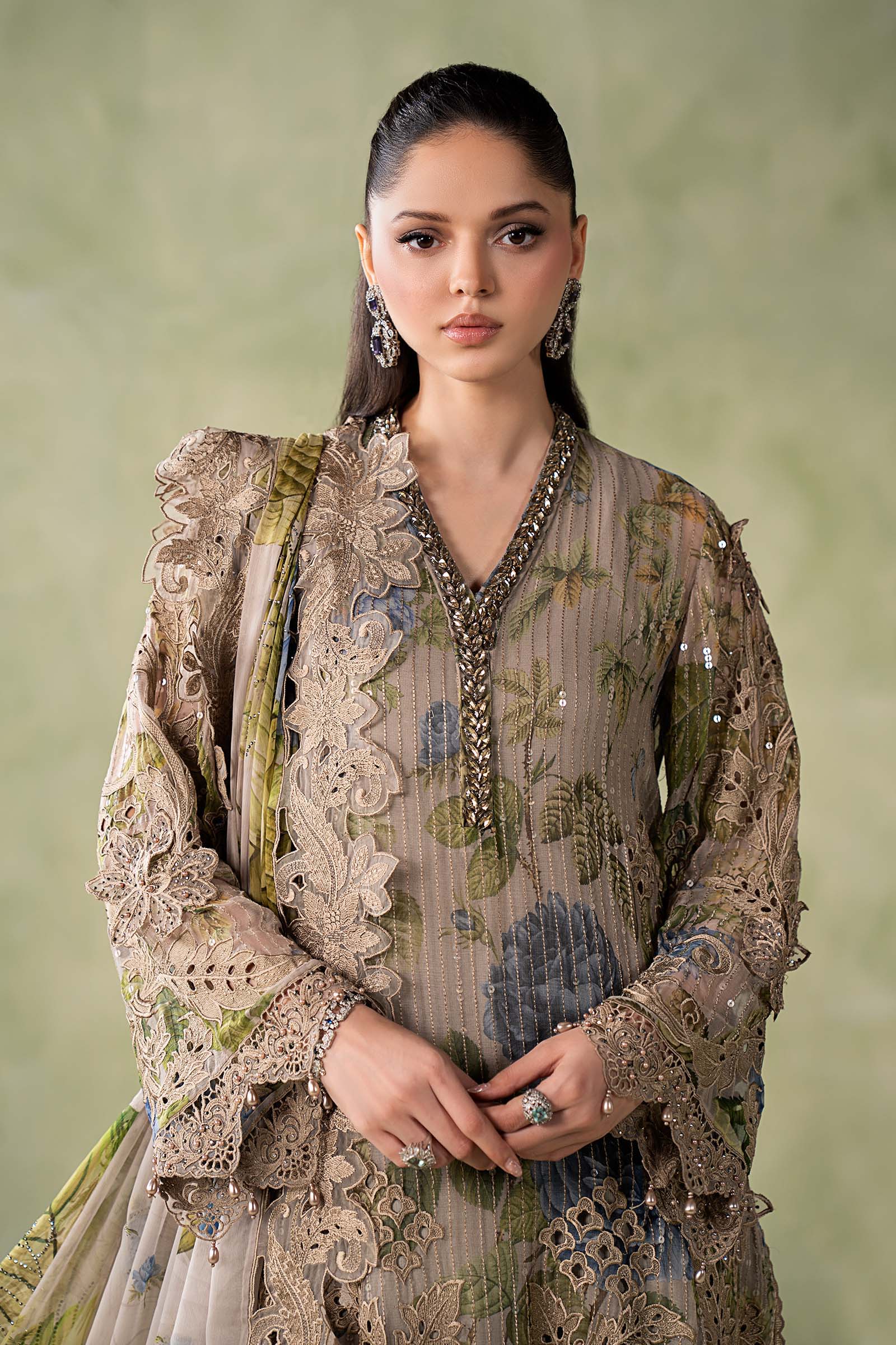 3 Piece Embroidered Chiffon Suit