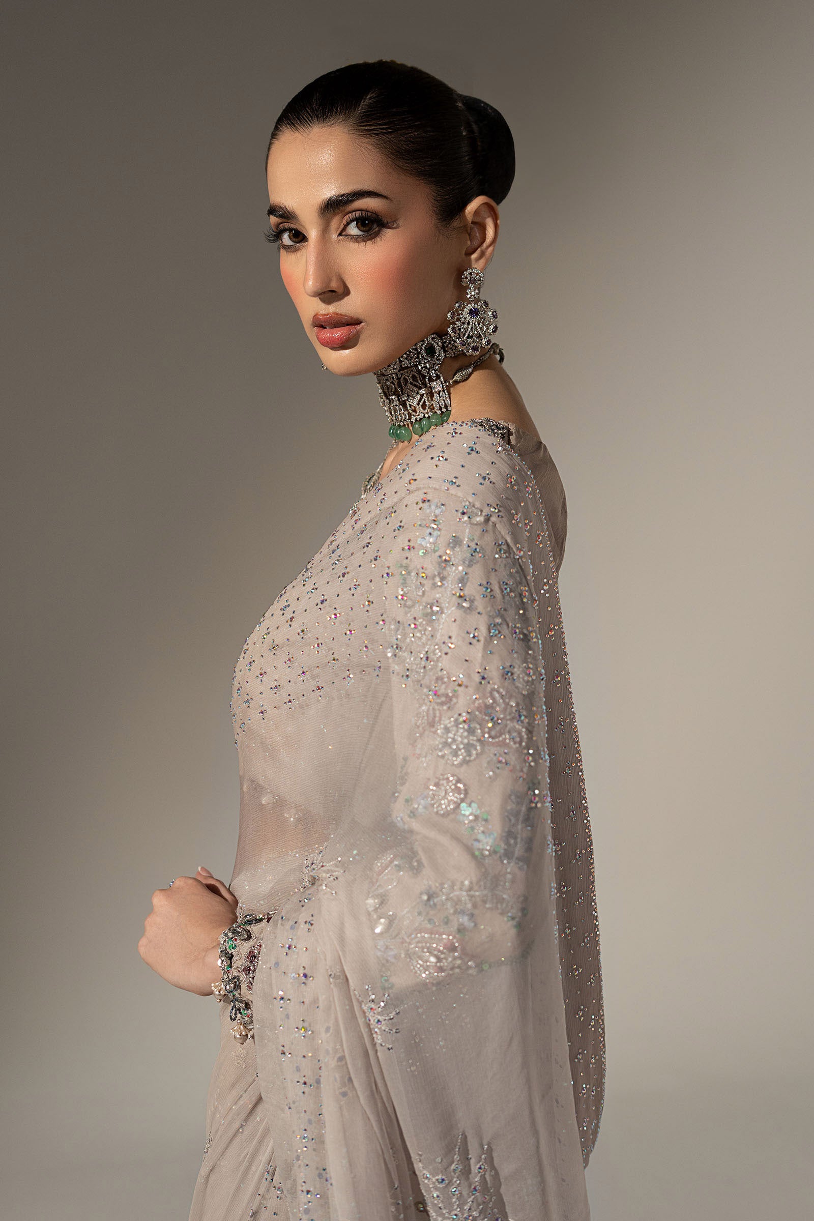 Embroidered Chiffon Saree