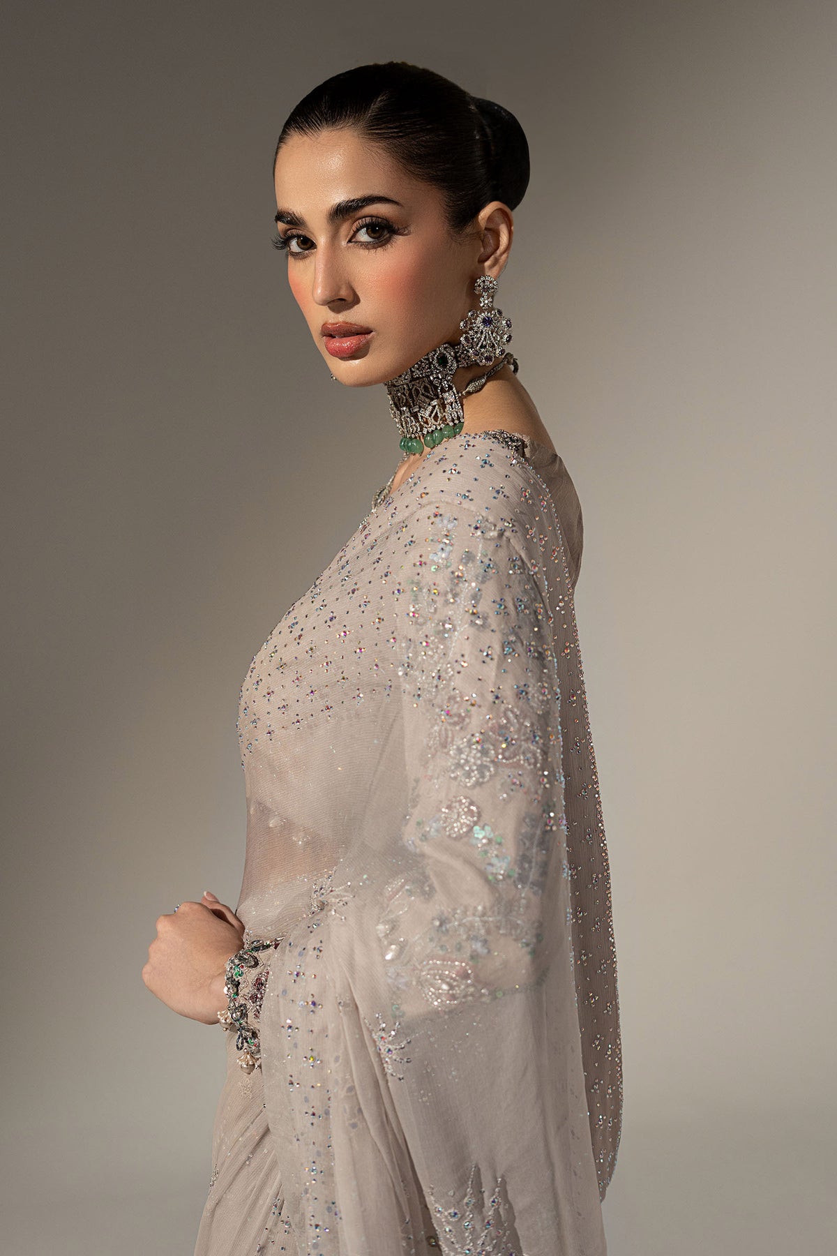 Embroidered Chiffon Saree