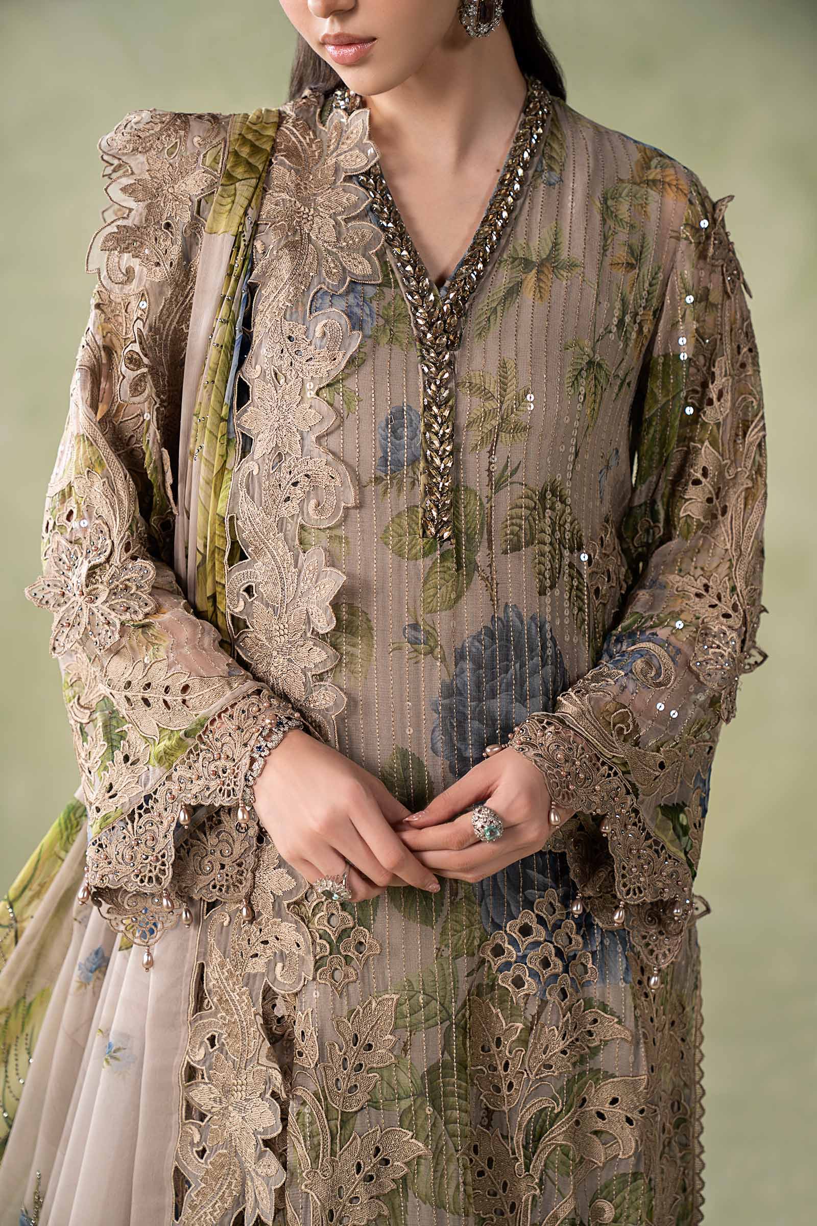 3 Piece Embroidered Chiffon Suit