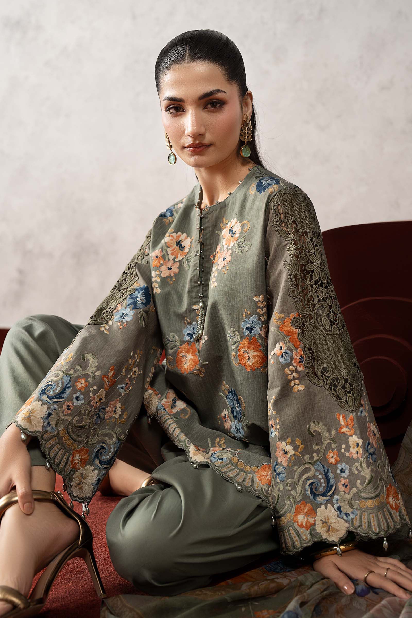 3 Piece Embroidered Cambric Suit