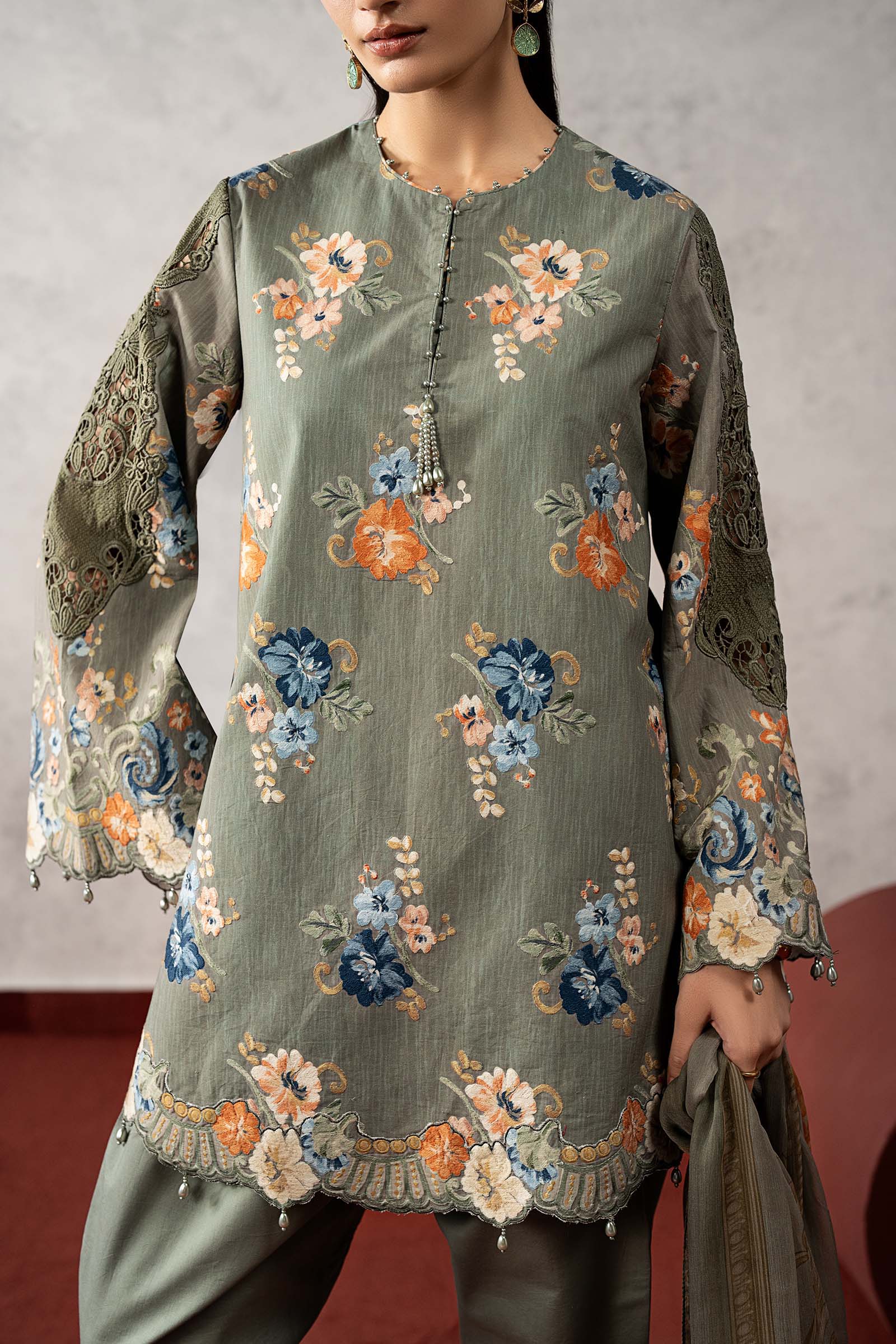 3 Piece Embroidered Cambric Suit