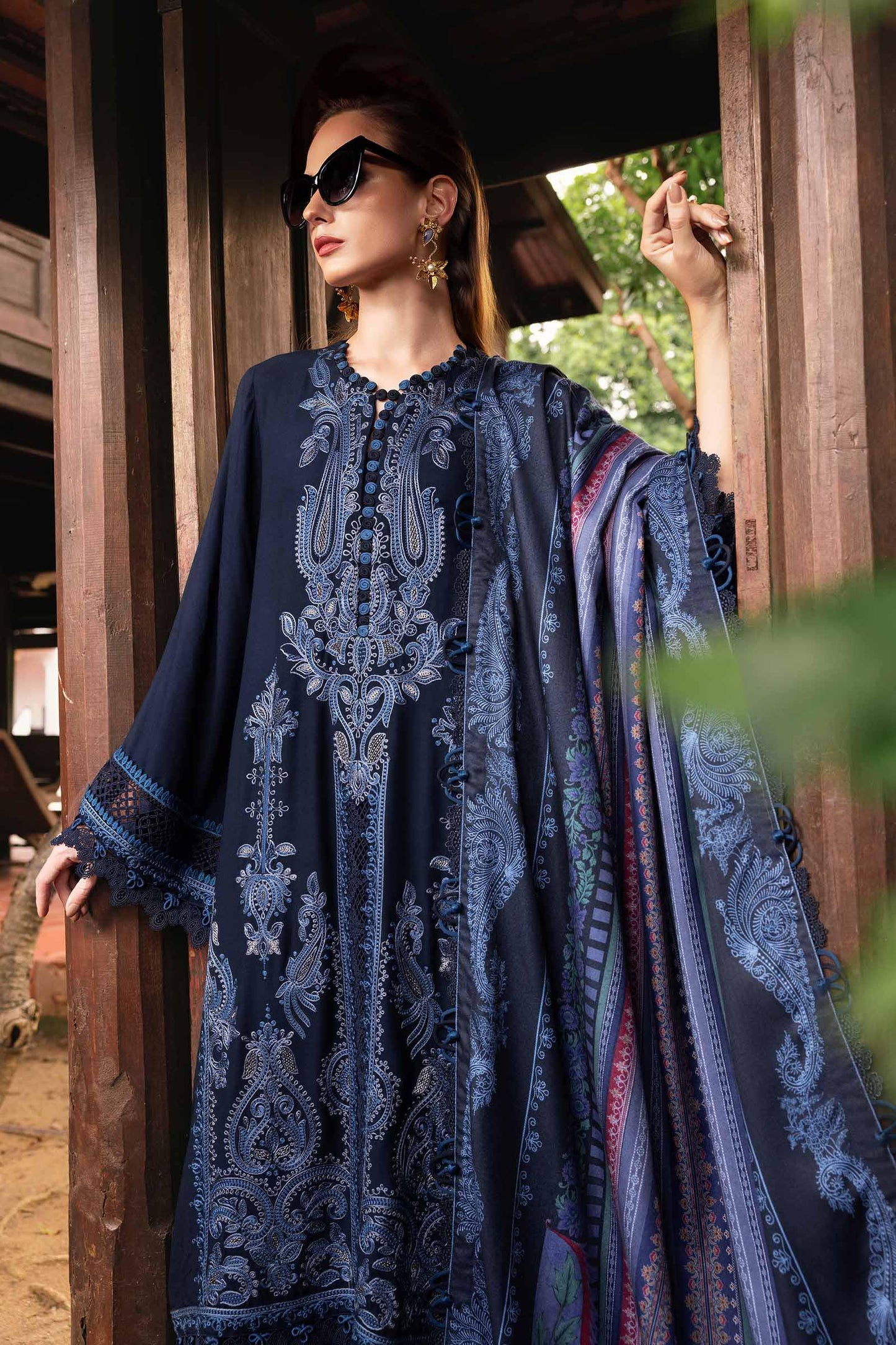 3 Piece Unstitched Embroidered Twill Linen Suit
