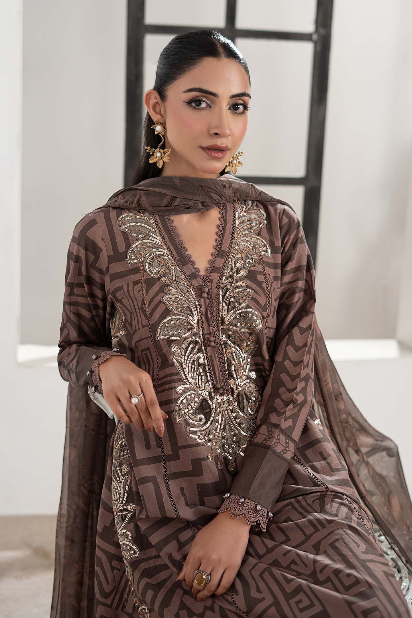 3 Piece Embroidered Cambric Suit