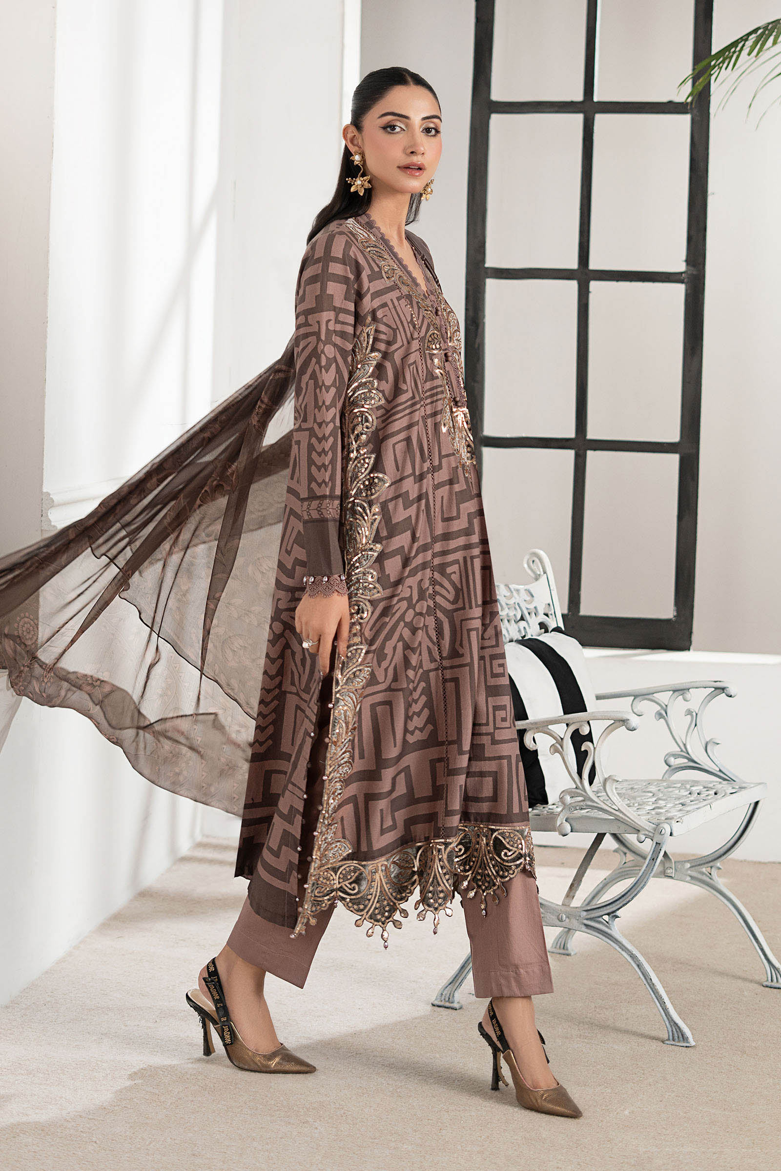 3 Piece Embroidered Cambric Suit