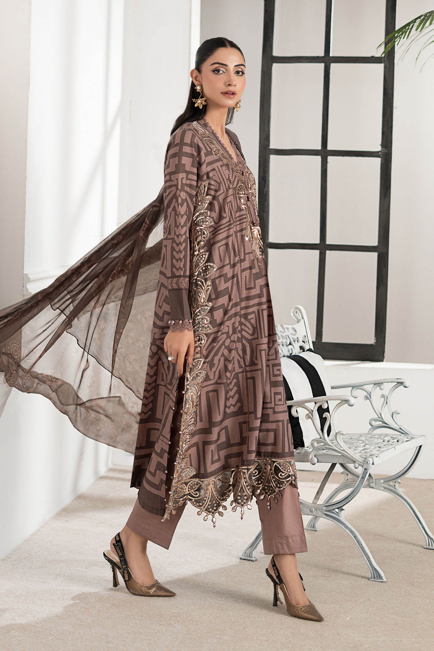 3 Piece Embroidered Cambric Suit