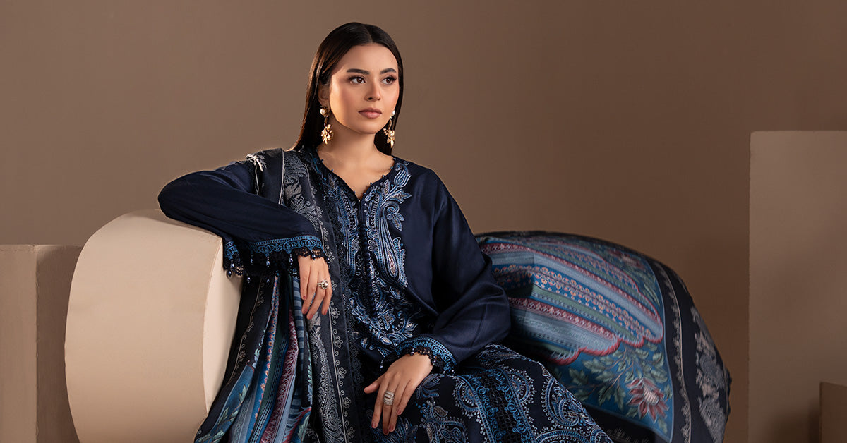 3 Piece Embroidered Twill Linen Suit